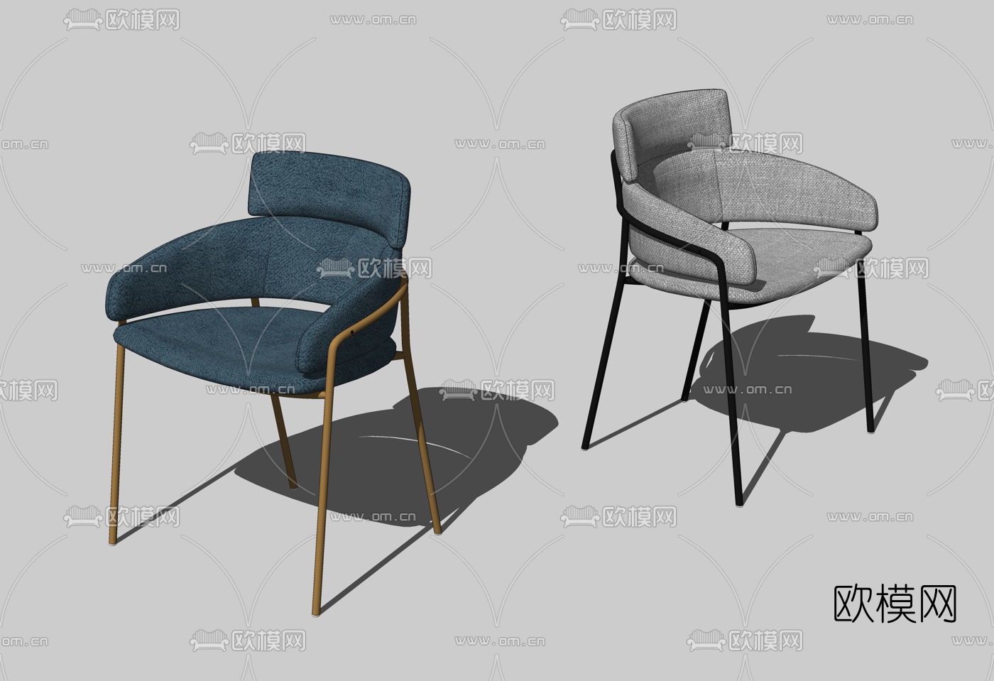 现代金属布艺单椅su模型下载
