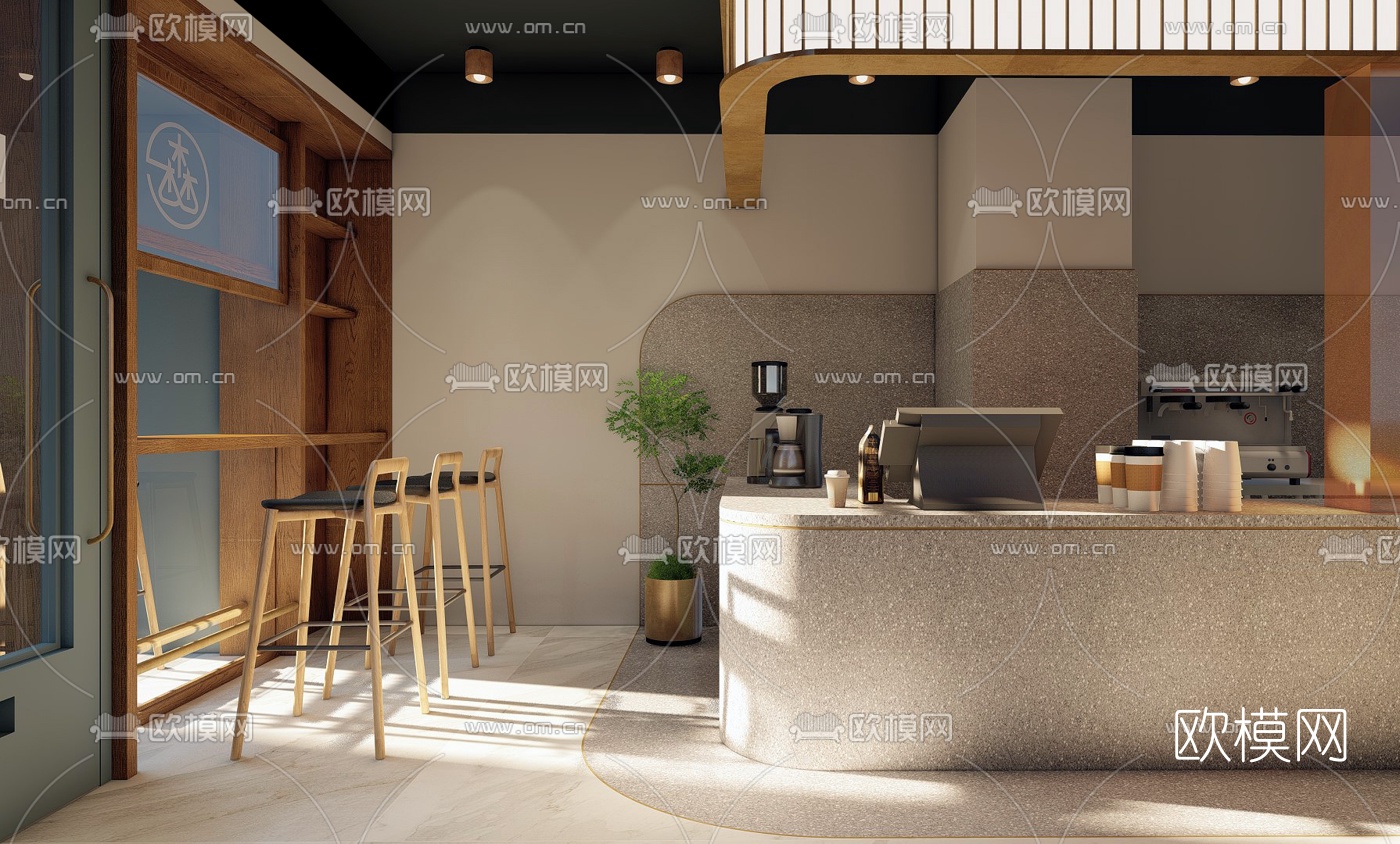 北欧奶茶店su模型