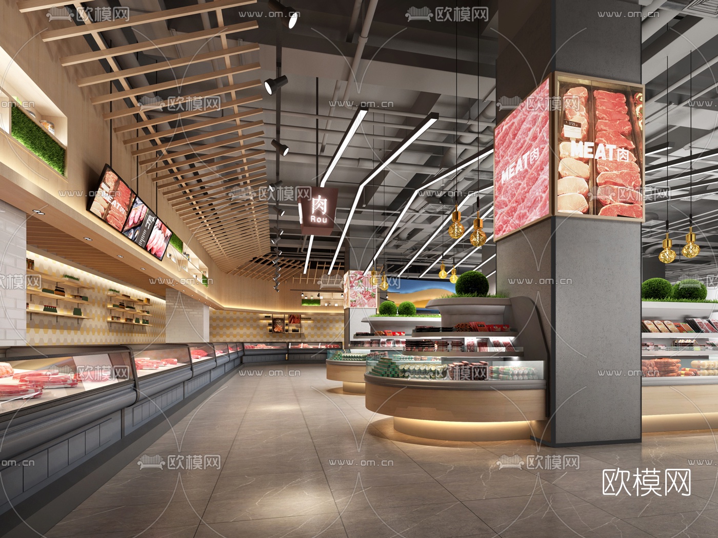 现代超市肉类专区3d模型