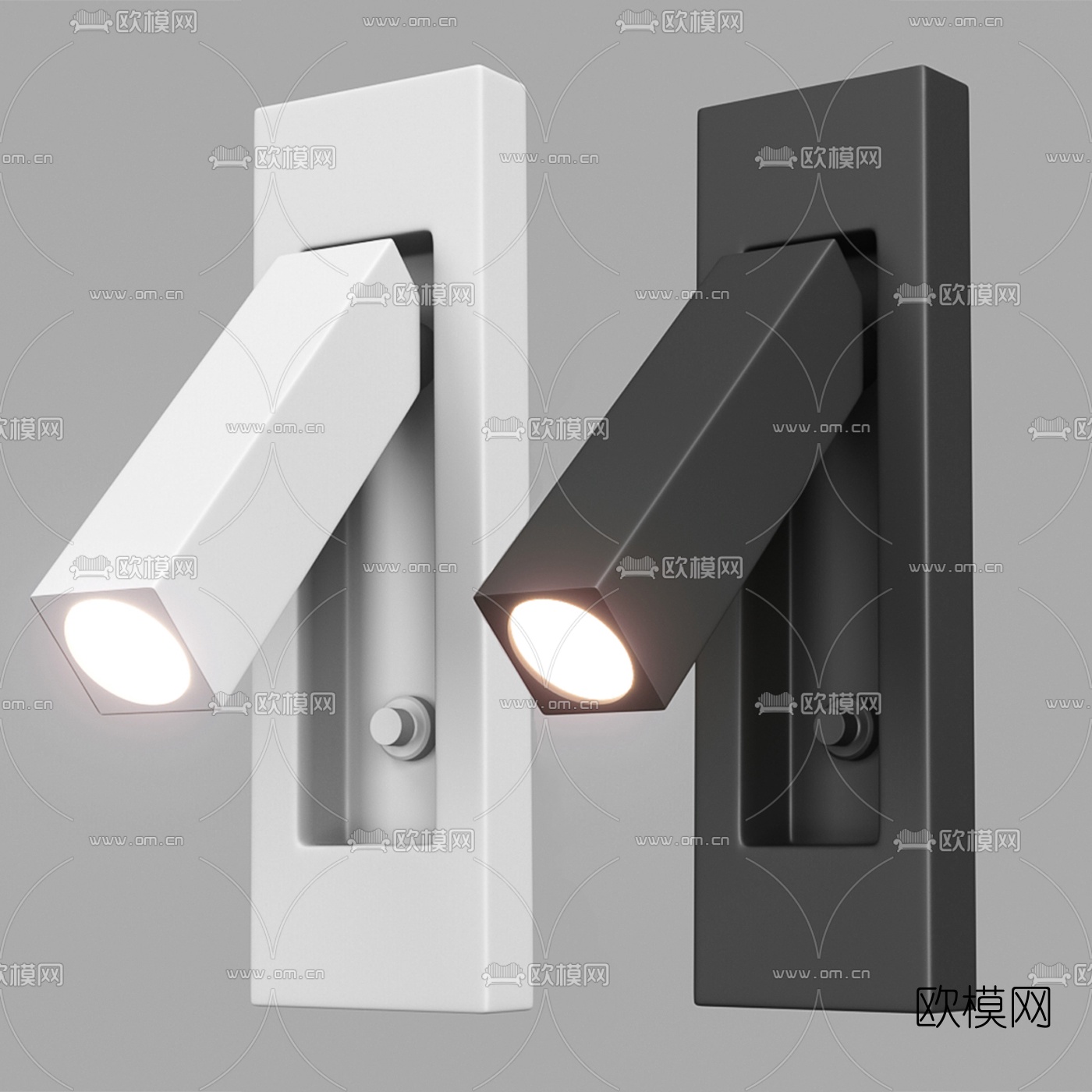 现代壁装嵌墙射灯3d模型