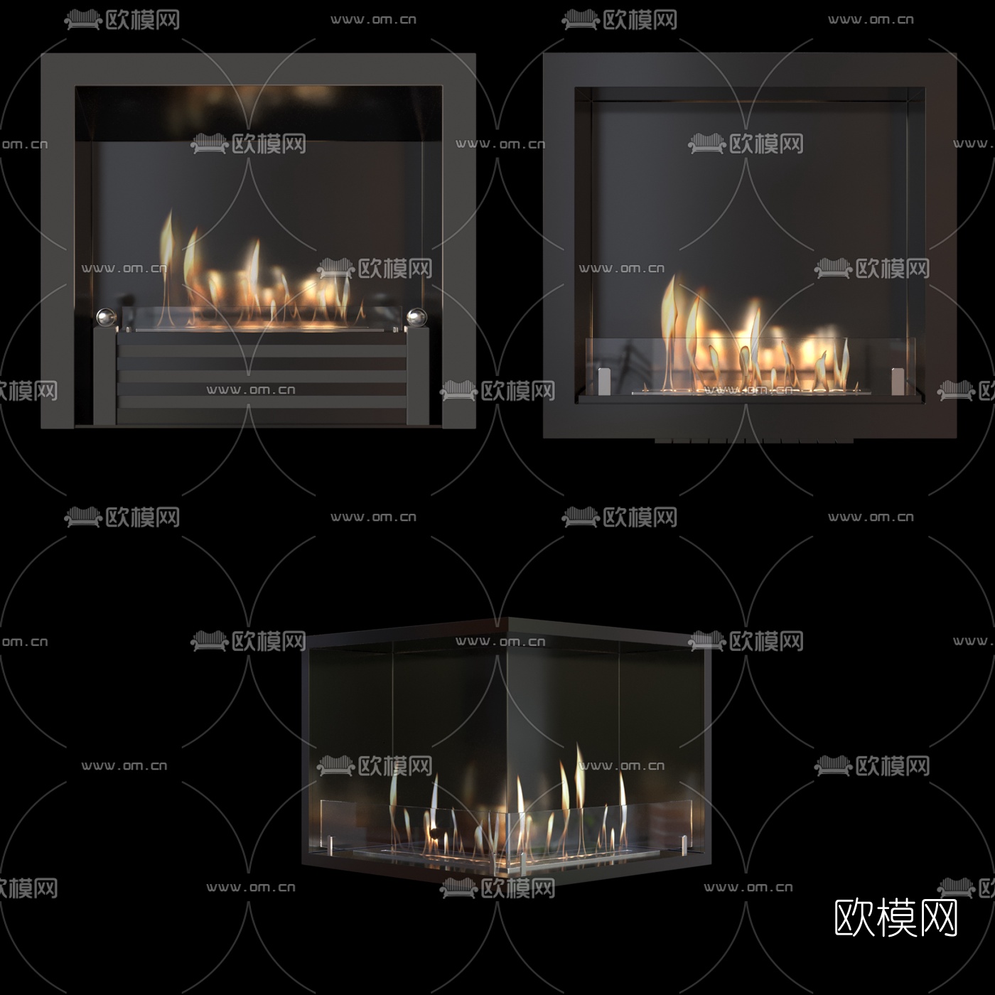 工业风壁炉3d模型下载