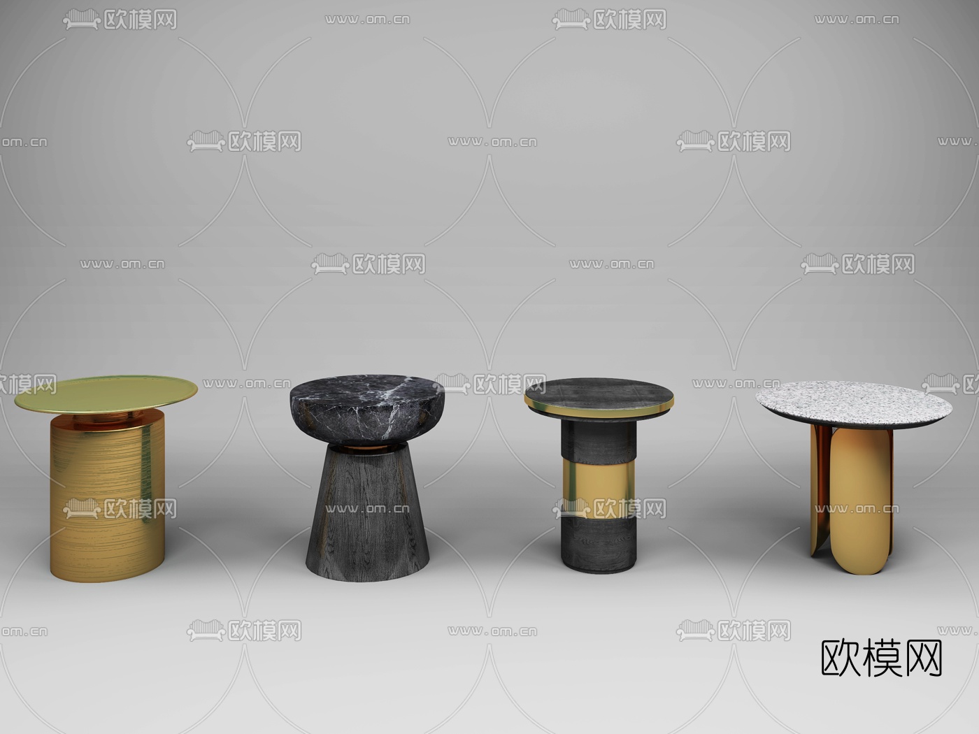 现代轻奢边几圆几3d模型