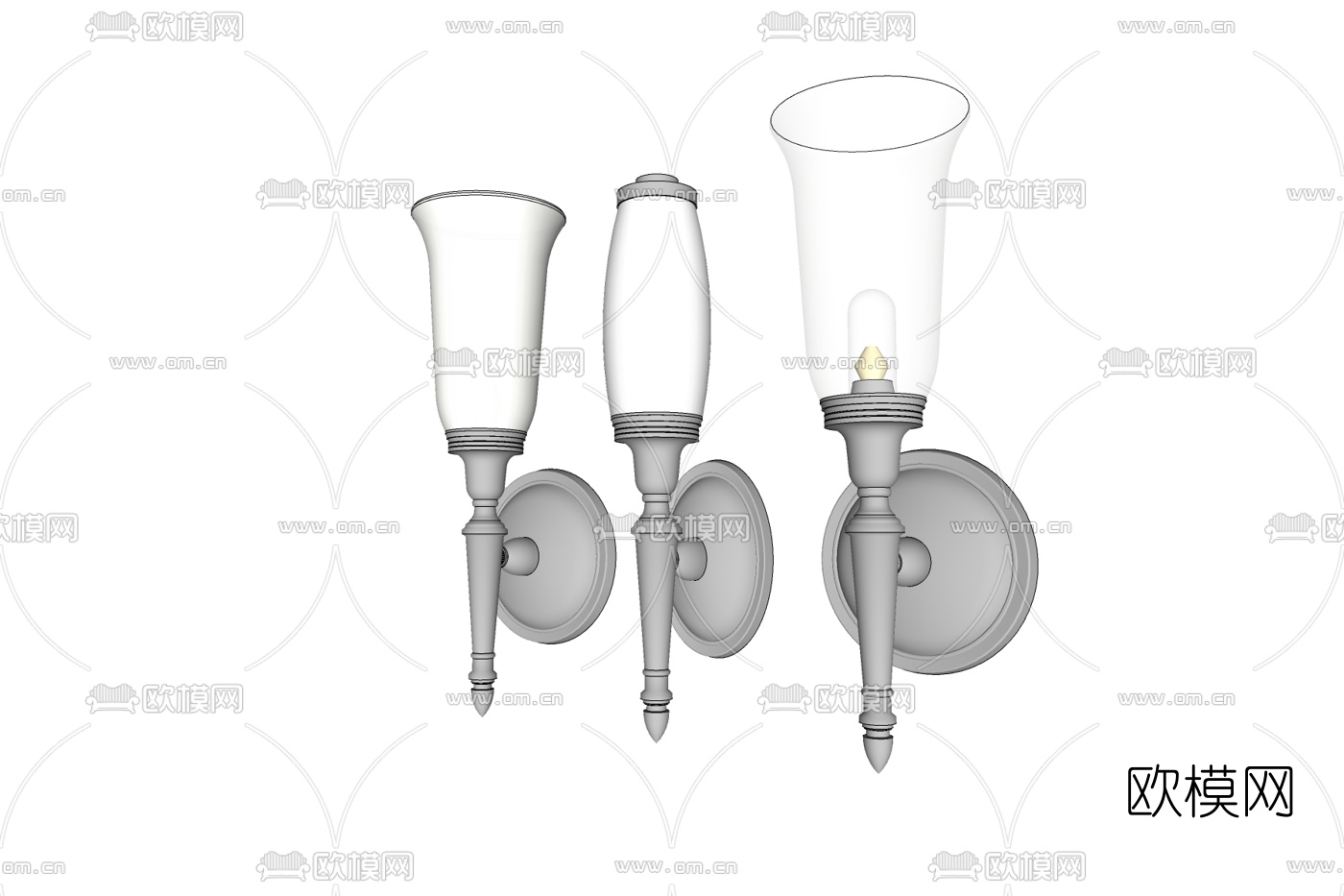 简欧金属壁灯免费su模型下载