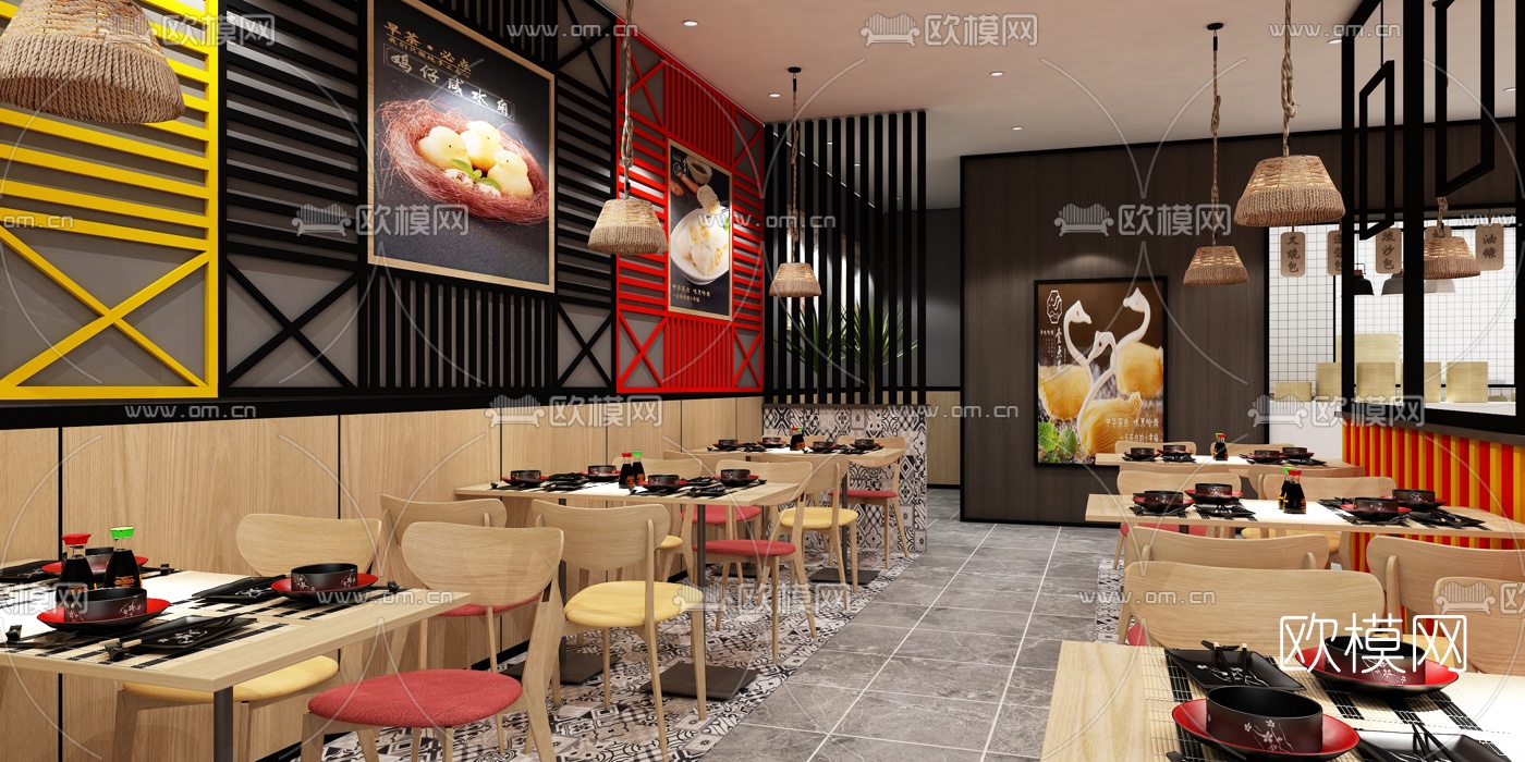 日式餐厅包子铺3d模型下载（渲染图1）