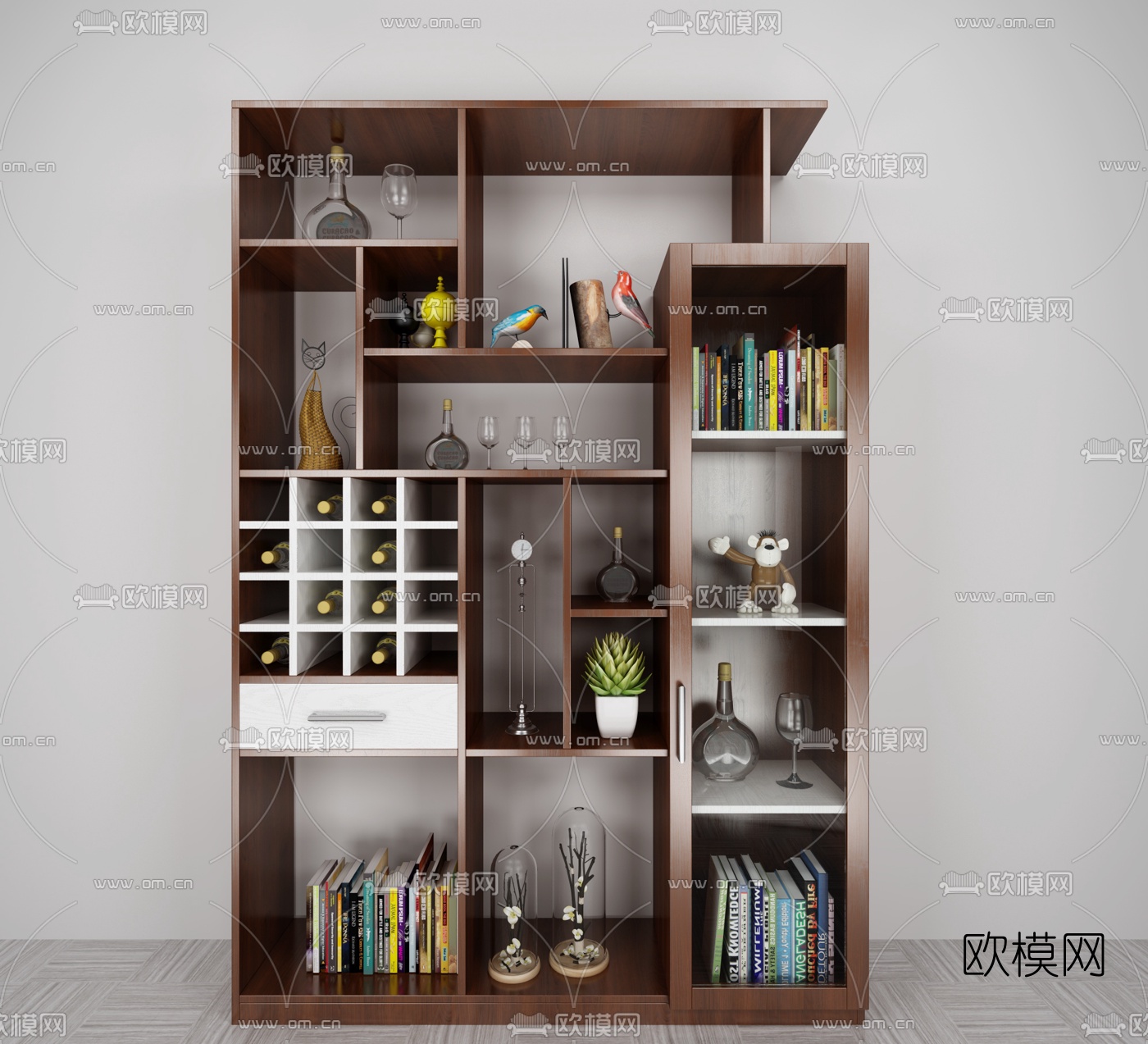 北欧原木多功能装饰酒柜3d模型下载（渲染图5）