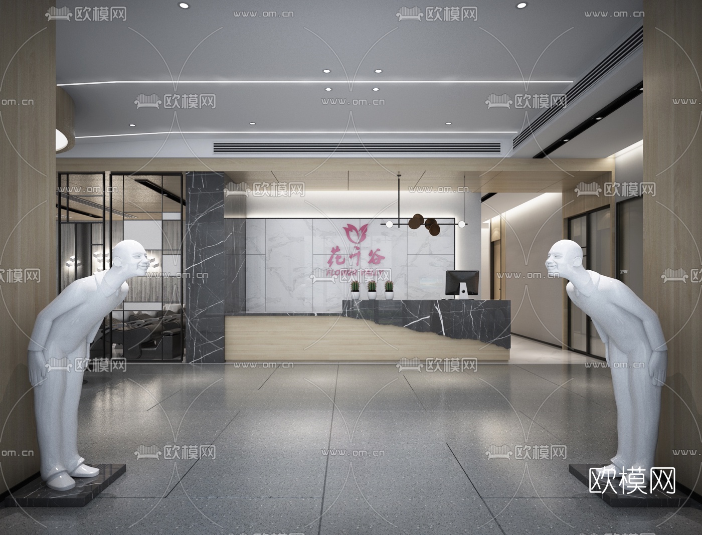 现代美容美发理发店3d模型