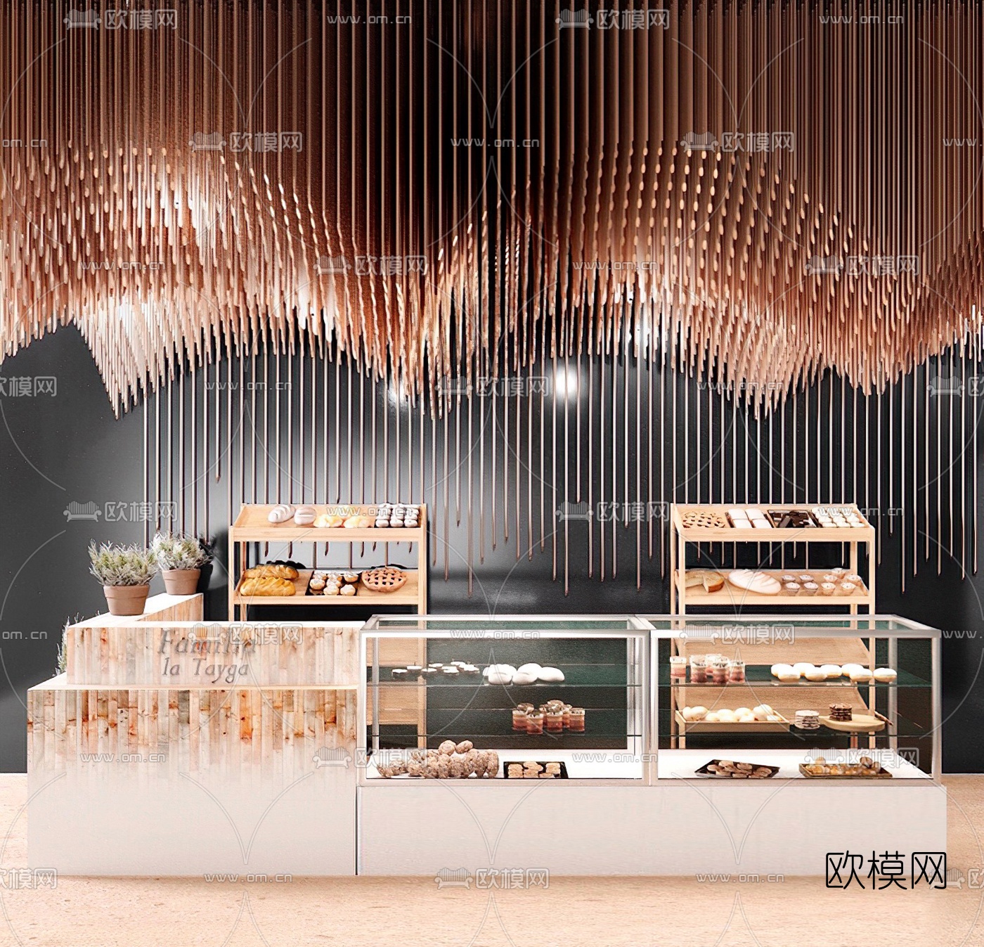 现代甜点吧台3d模型下载