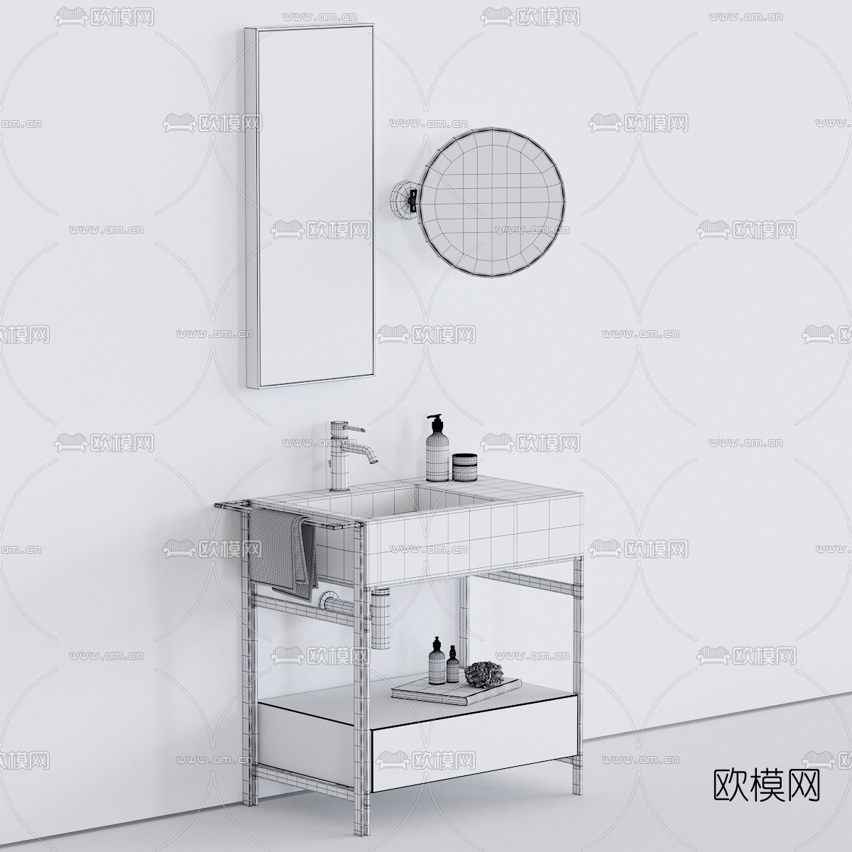 现代简易洗手台3d模型