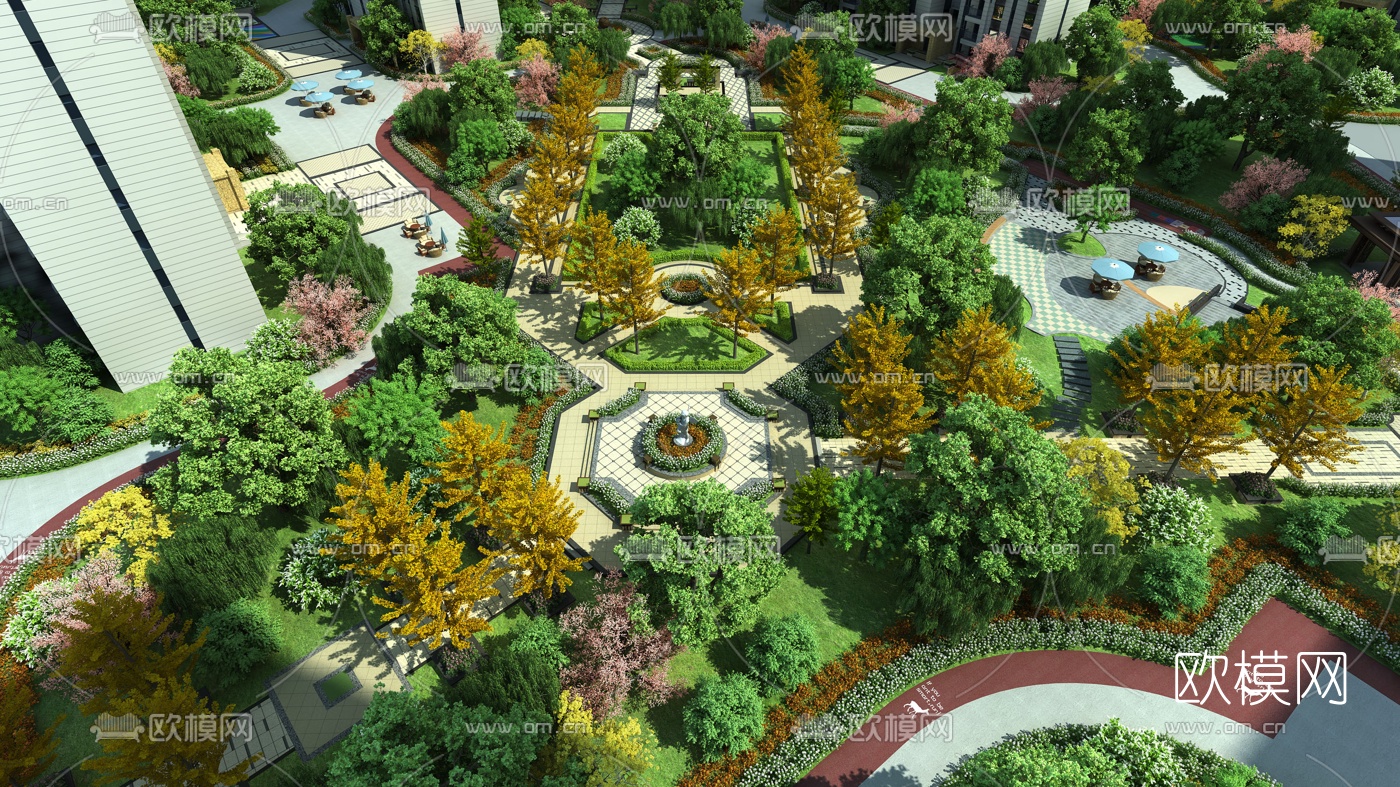 现代小区绿化园林景观3d模型
