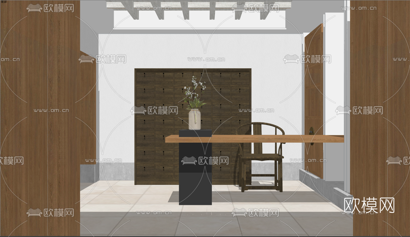 新中式理疗馆su模型下载（渲染图3）