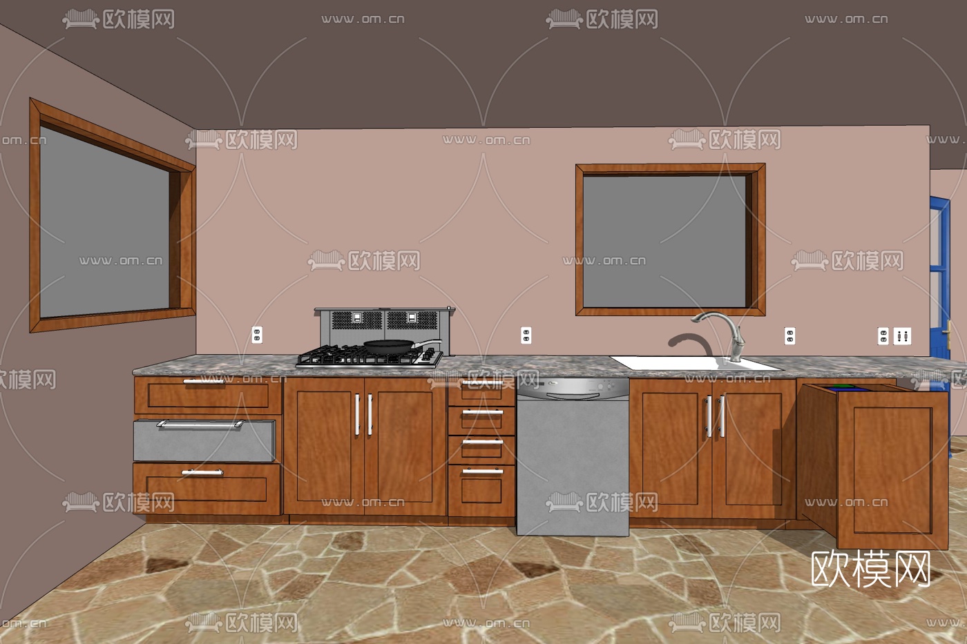 美式厨房免费su模型下载