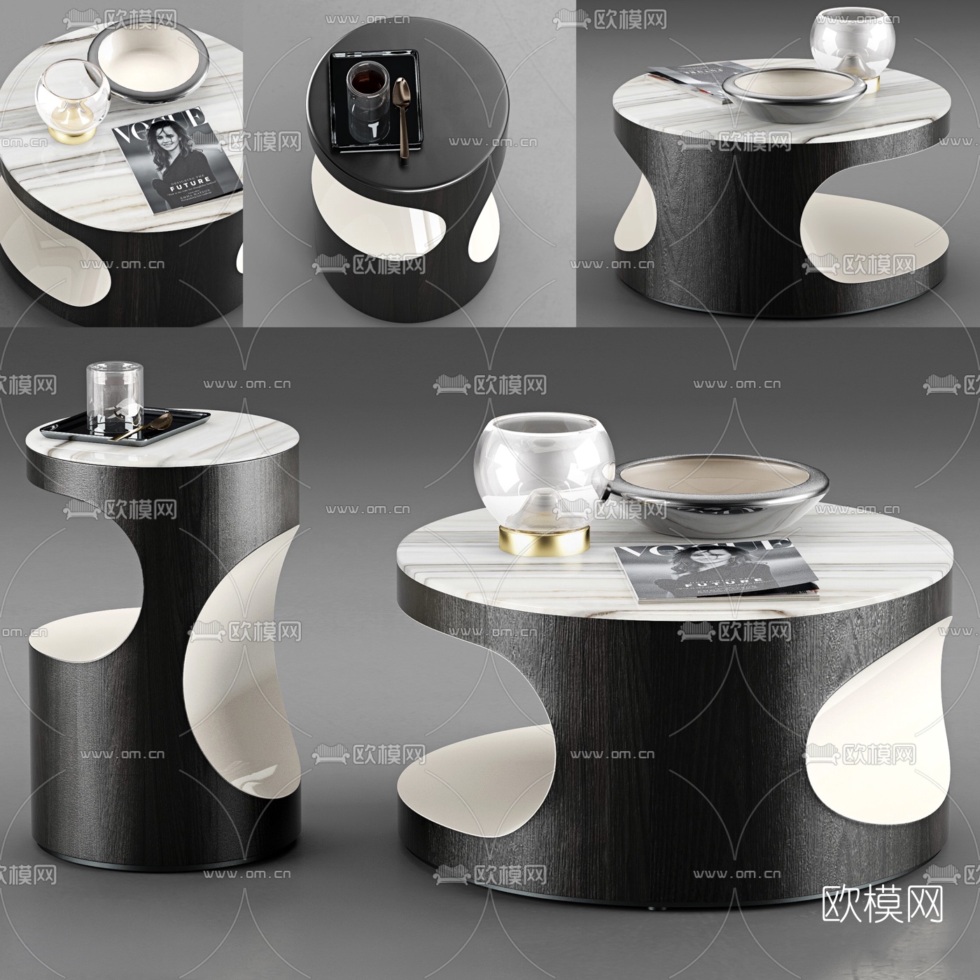 现代圆形茶几边几3d模型