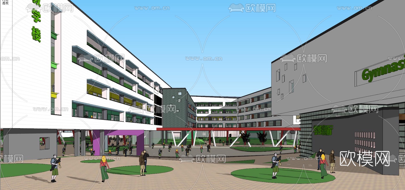 现代学校规划su模型下载（渲染图7）