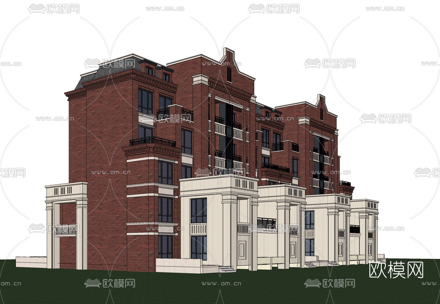 简欧公寓楼免费su模型