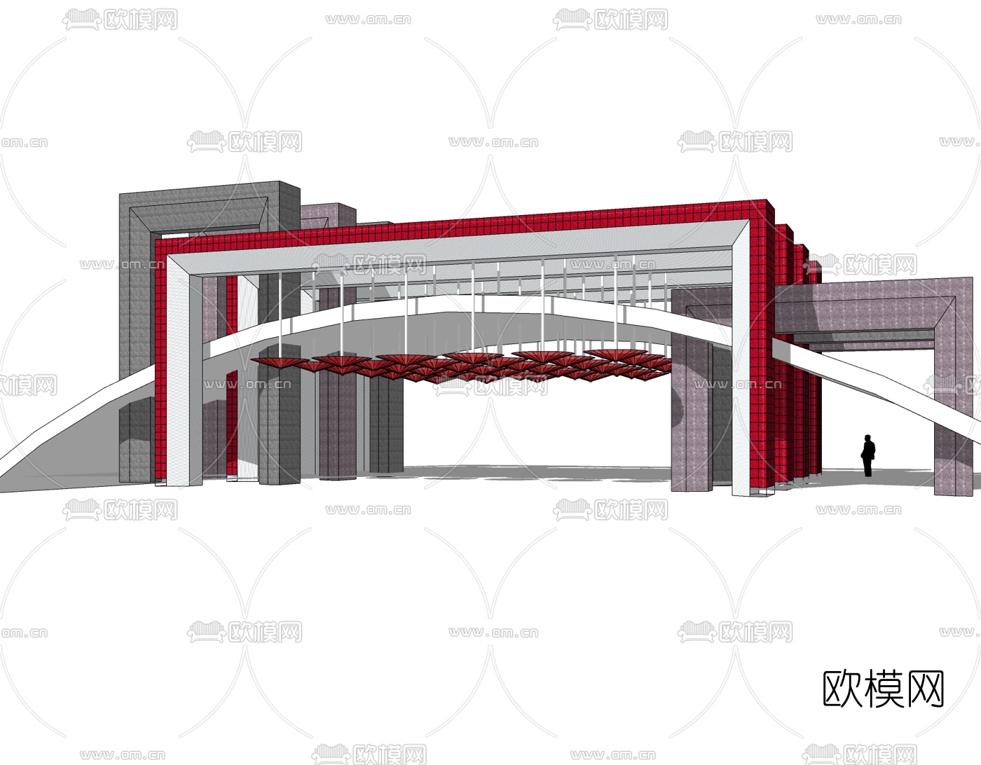 现代建筑门头免费su模型下载