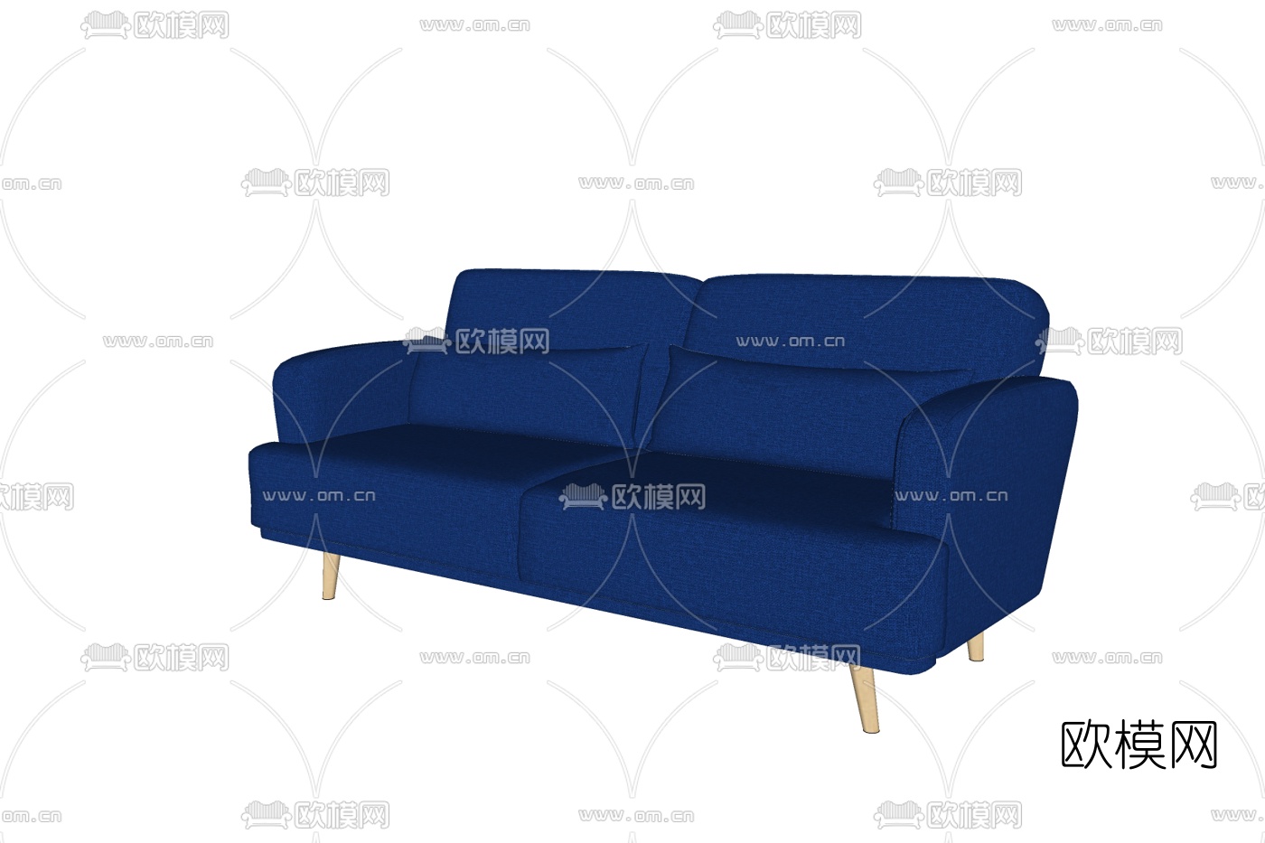 现代布艺双人沙发免费su模型下载