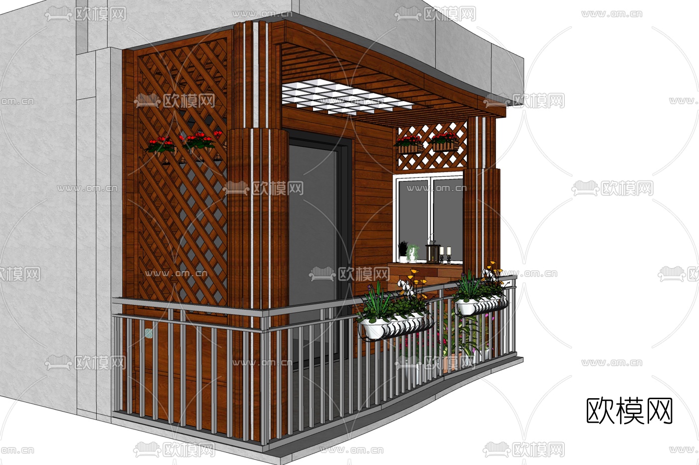 现代阳台免费su模型下载