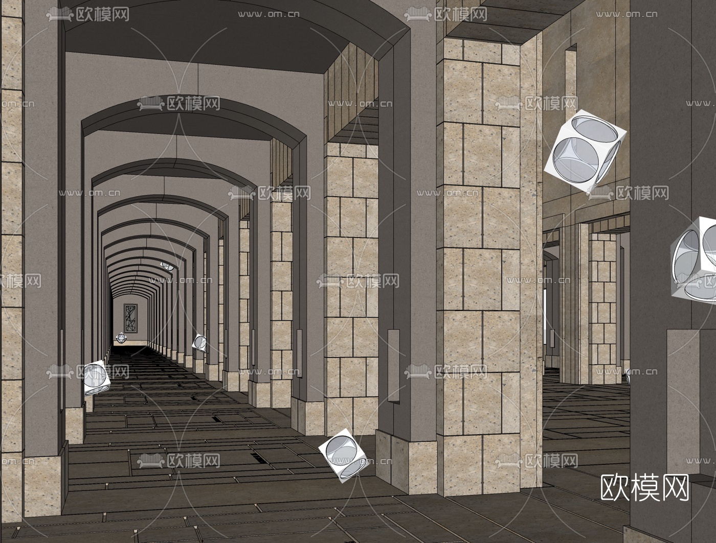 欧式走廊免费su模型下载
