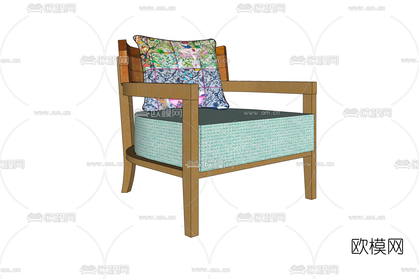 现代实木休闲椅免费su模型下载
