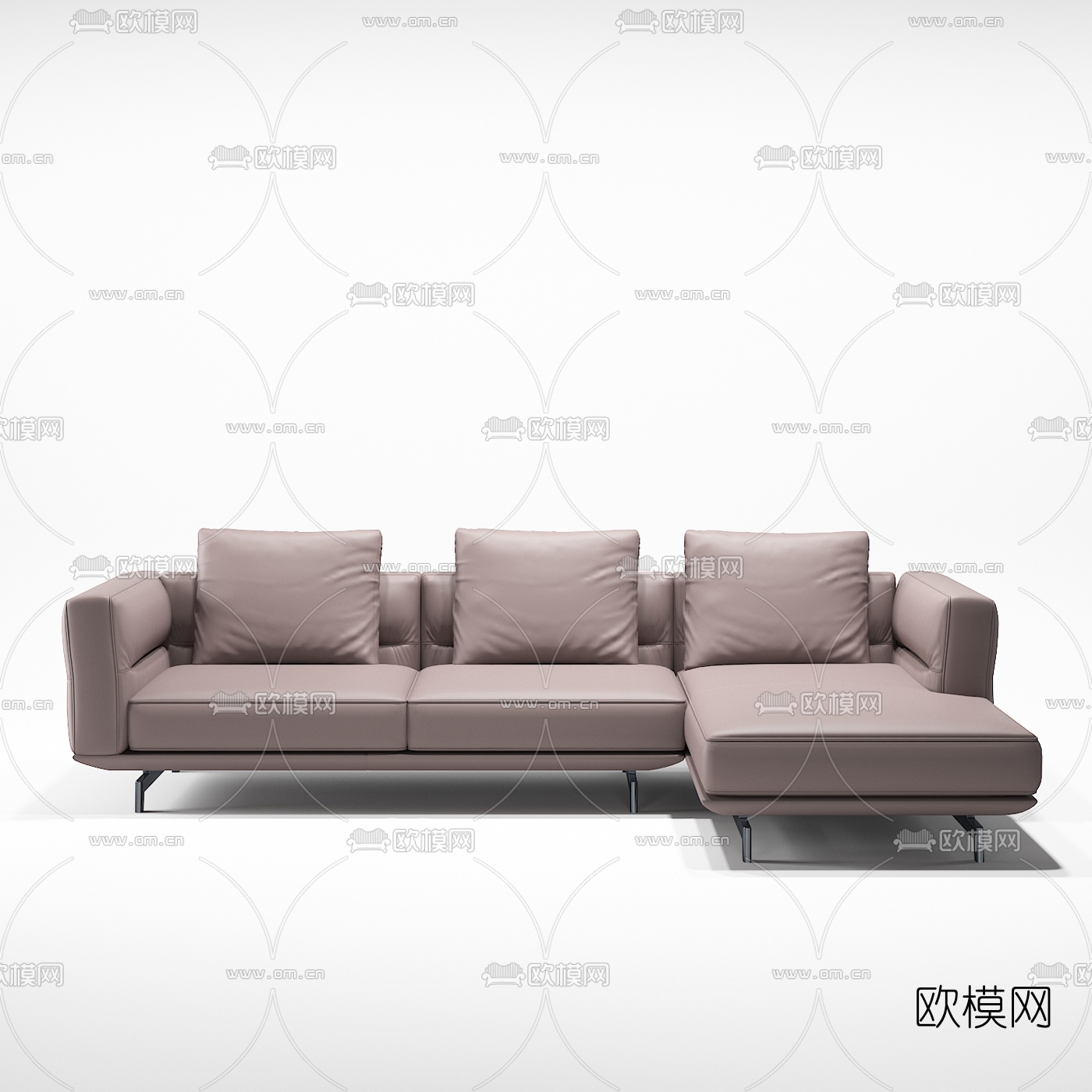 现代布艺转角沙发3d模型