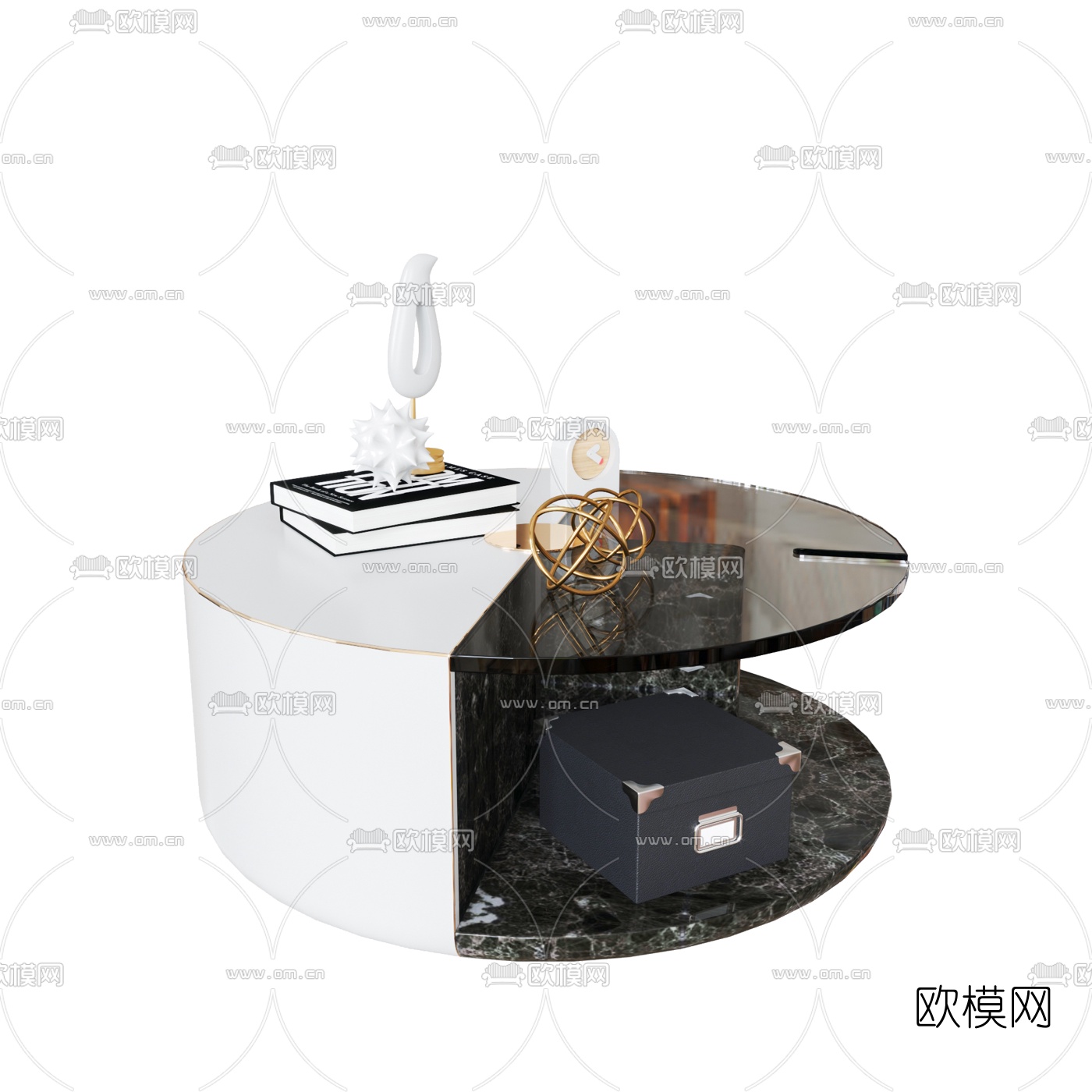 现代大理石茶几组合3d模型