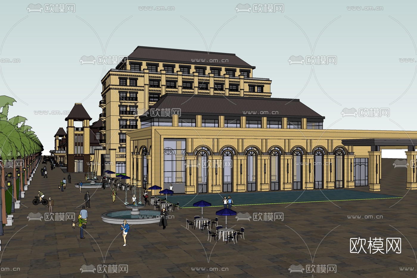 欧式商业街免费su模型下载