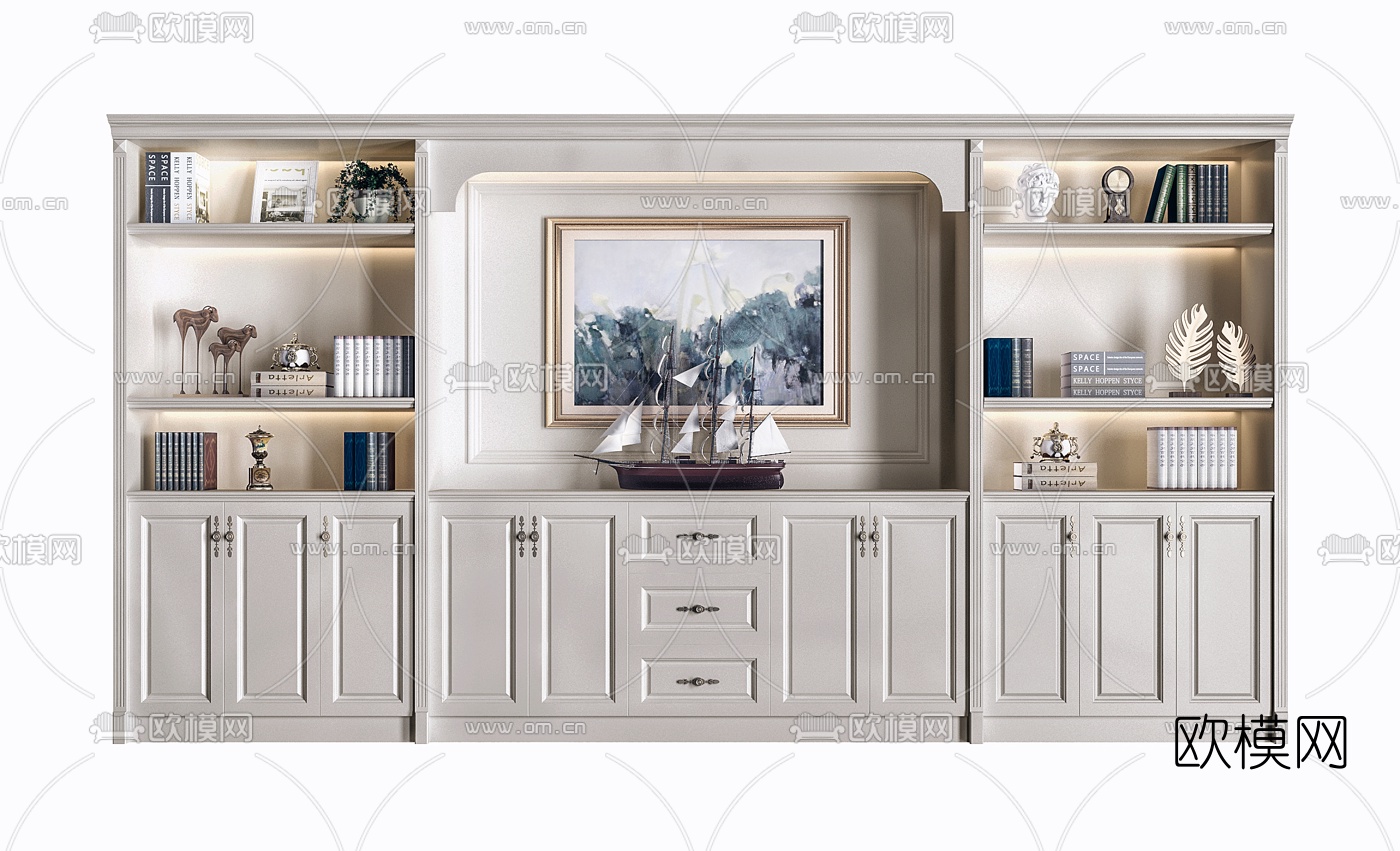 简美烤漆装饰柜3d模型下载