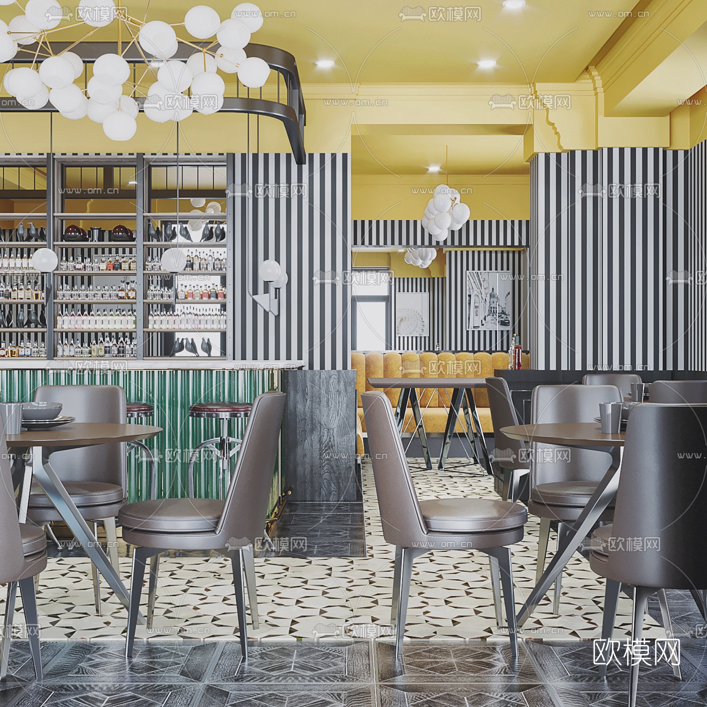 工业风主题餐厅3d模型下载（渲染图6）