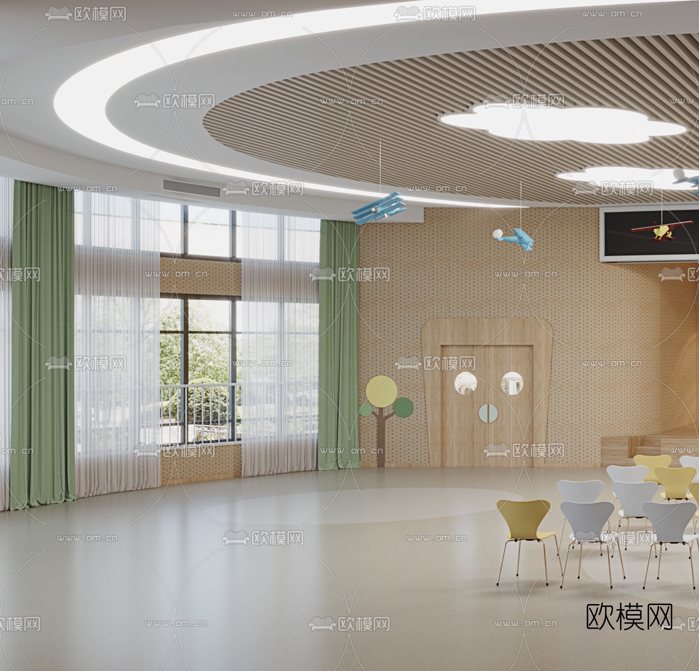 现代幼儿园舞台3d模型