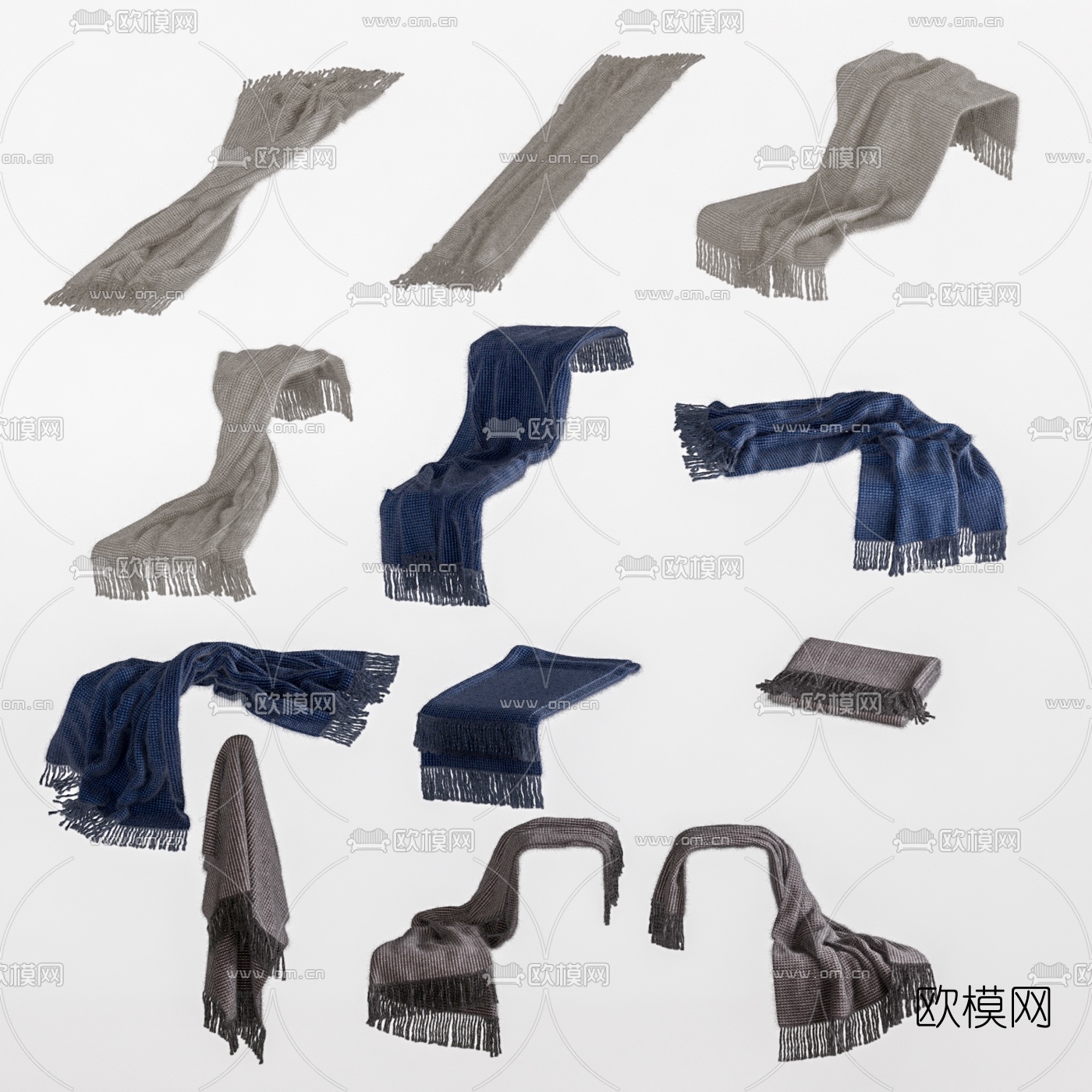 现代编织围巾3d模型