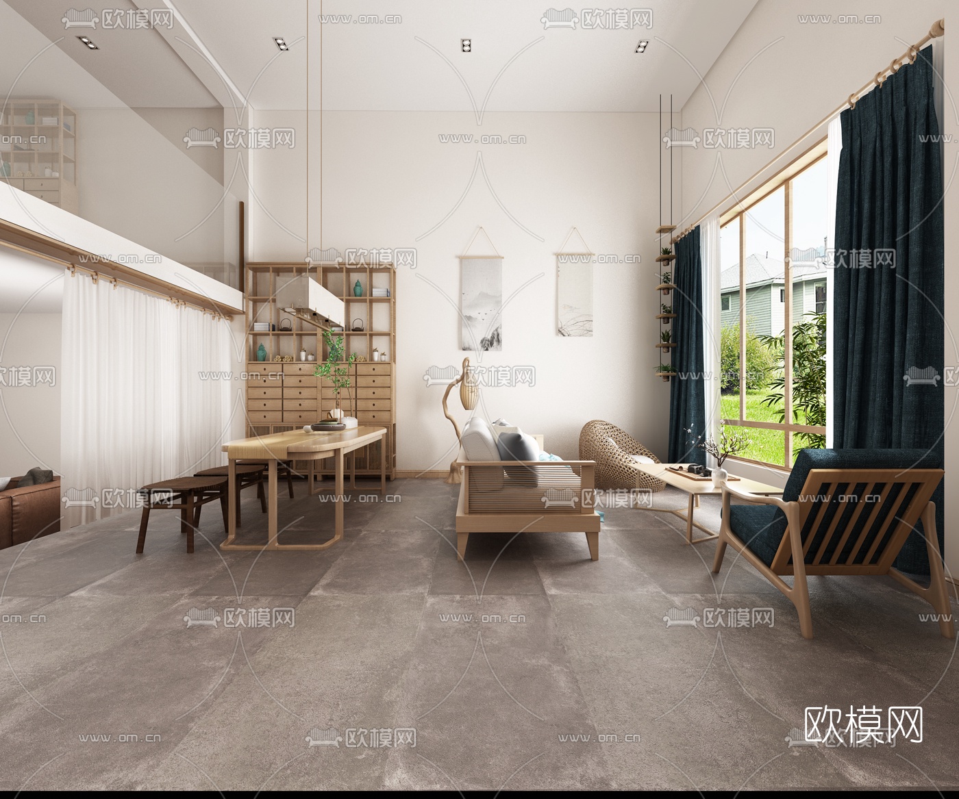 现代客厅餐厅免费3d模型