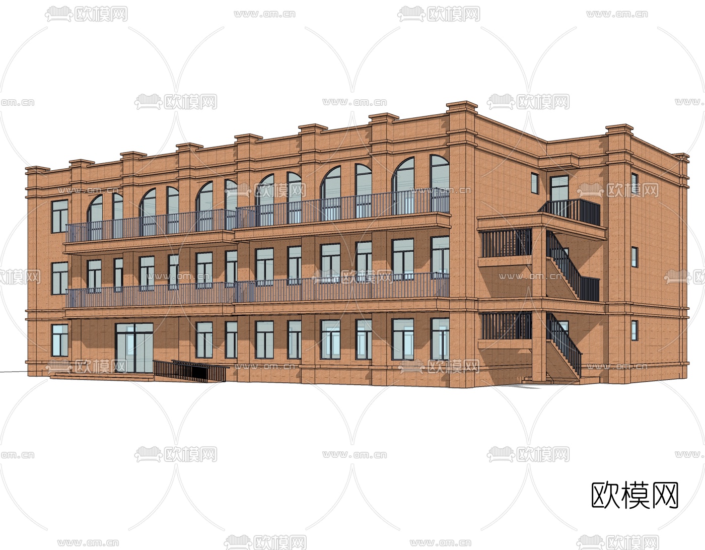 简欧教学楼免费su模型下载（渲染图1）