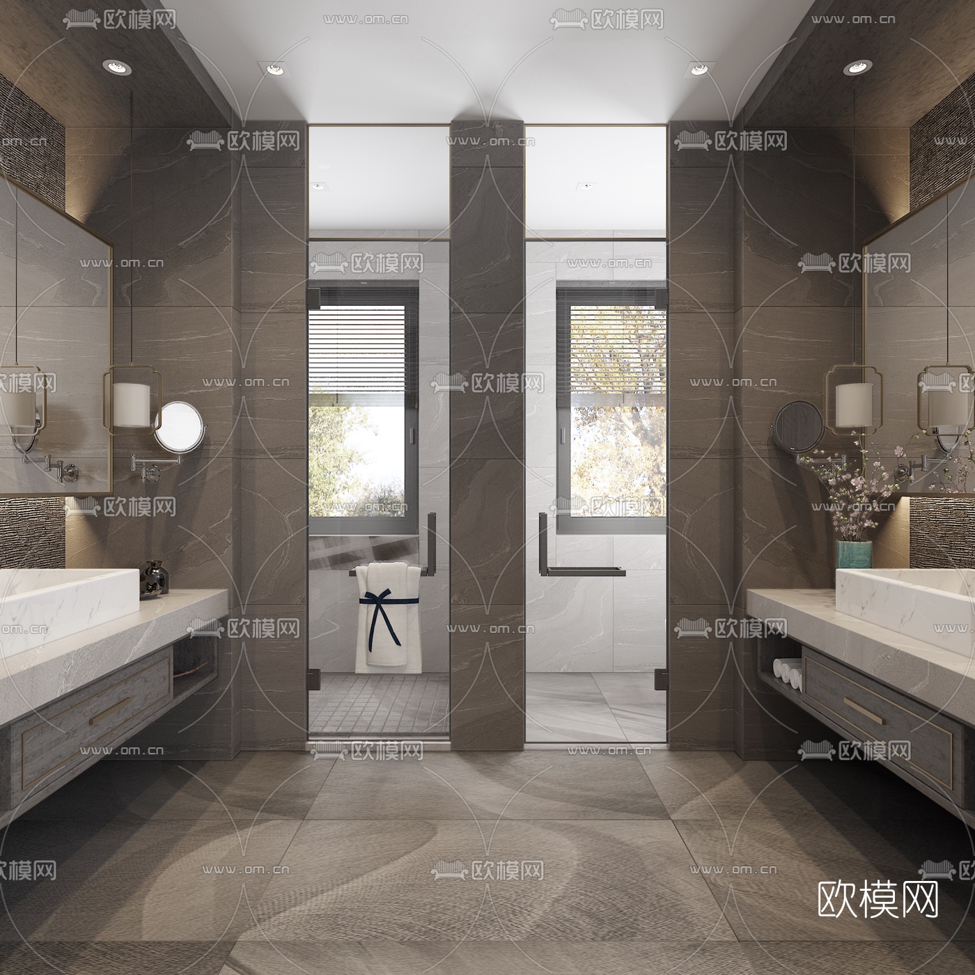 现代卫生间浴室3d模型-免费3dmax模型库-欧模网