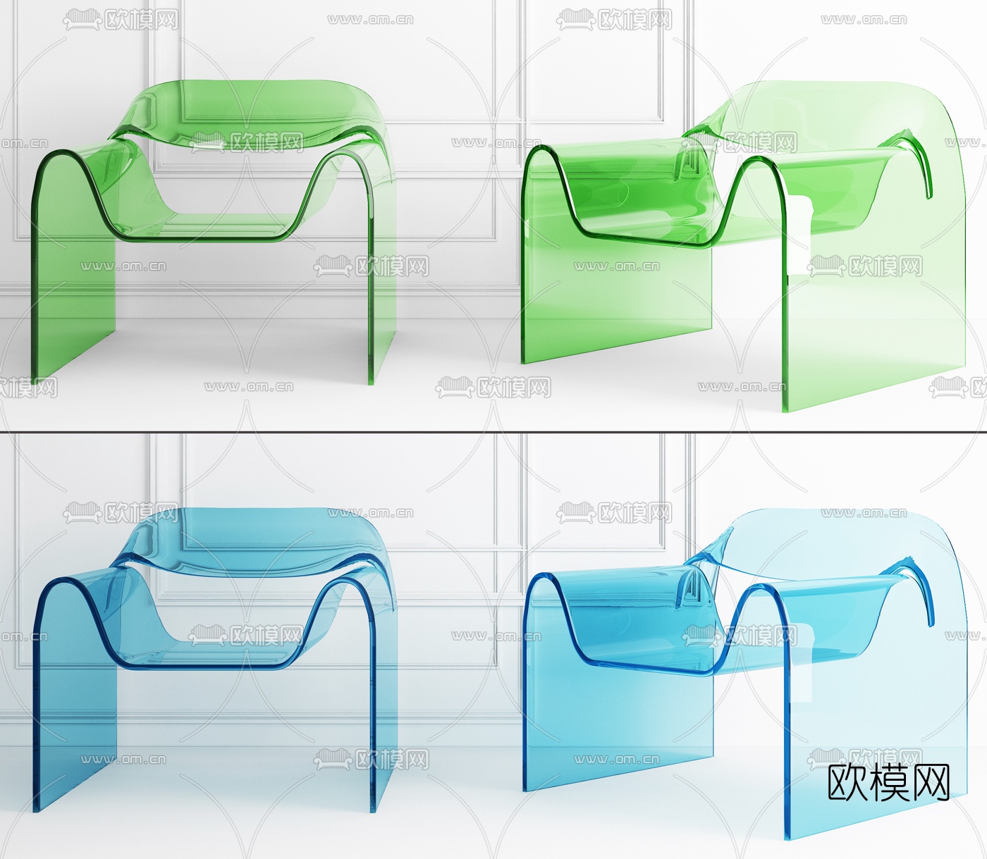 现代亚克力休闲椅3d模型