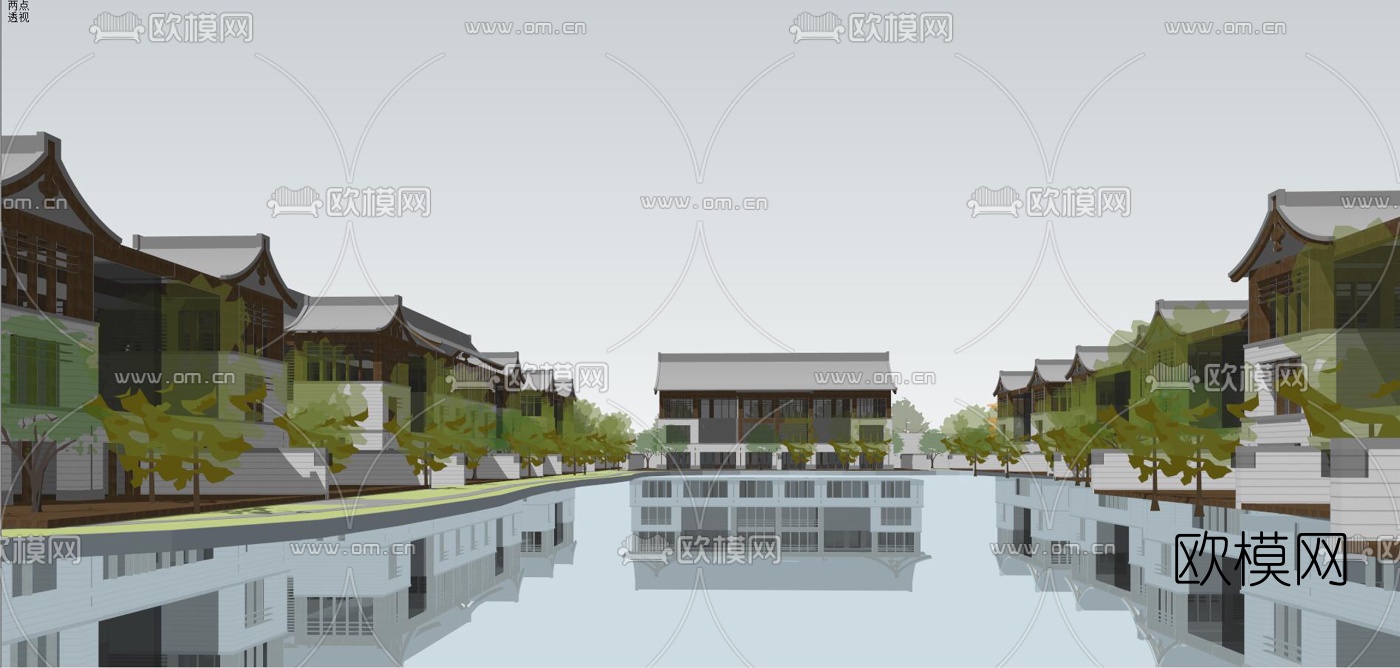 中式四合院别墅su模型