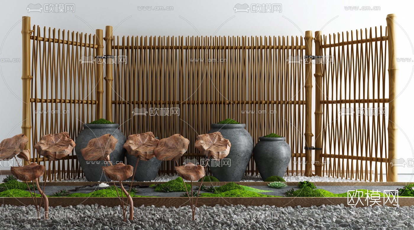 新中式室内景观小品3d模型