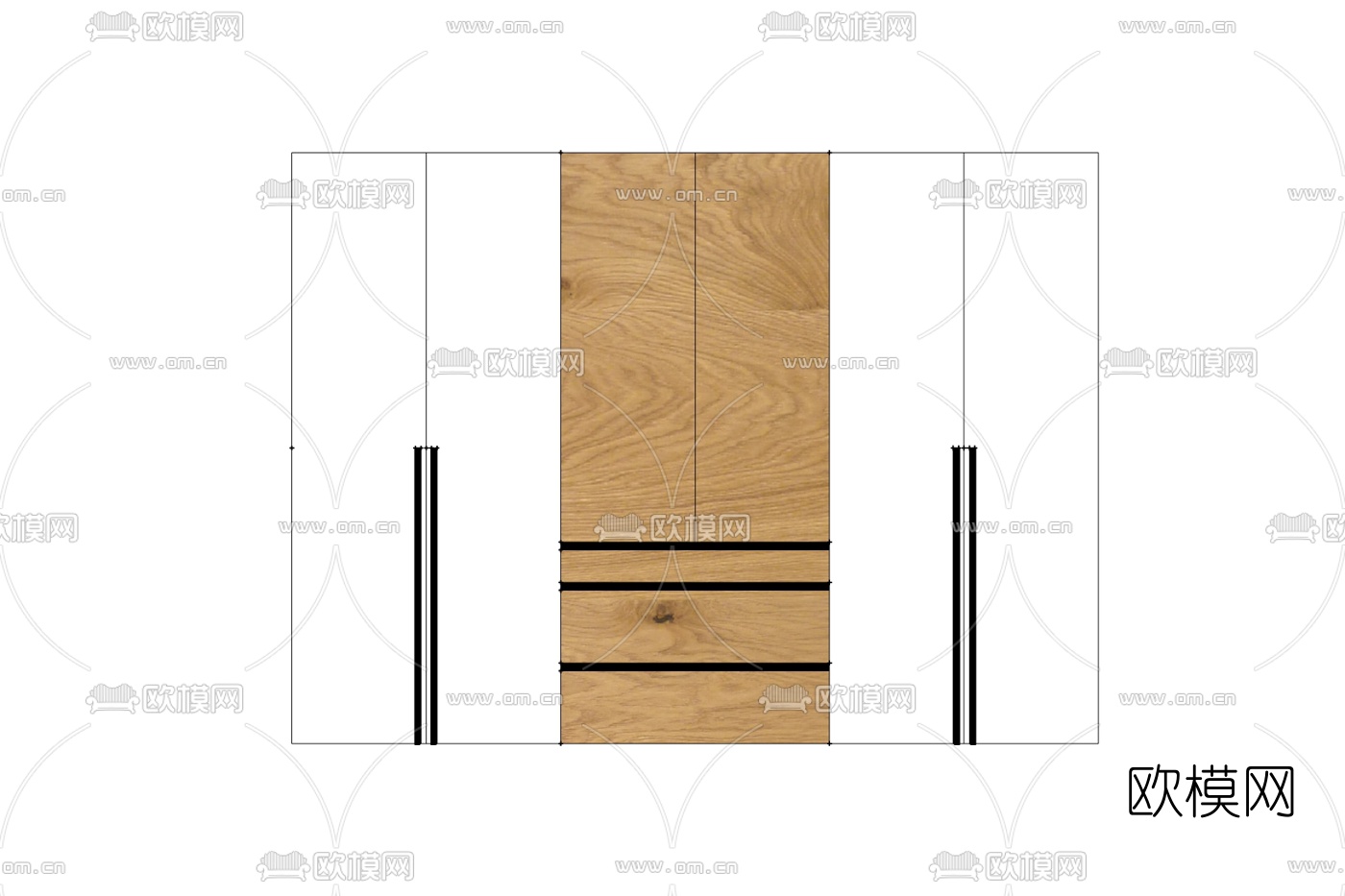 现代实木衣柜免费su模型下载