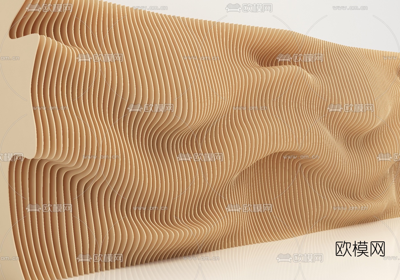 现代几何造型背景墙su模型下载（渲染图1）