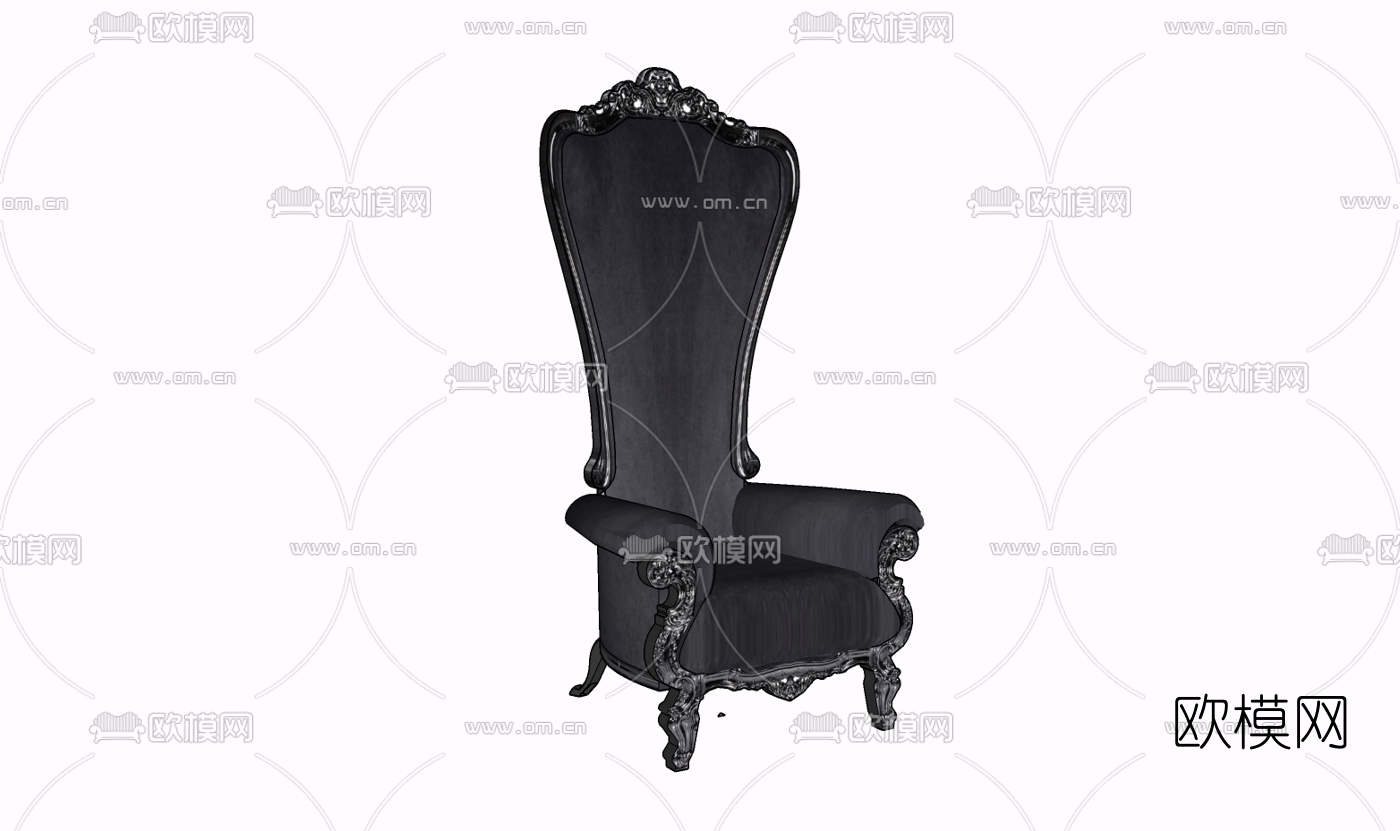 欧式布艺单人沙发免费su模型下载