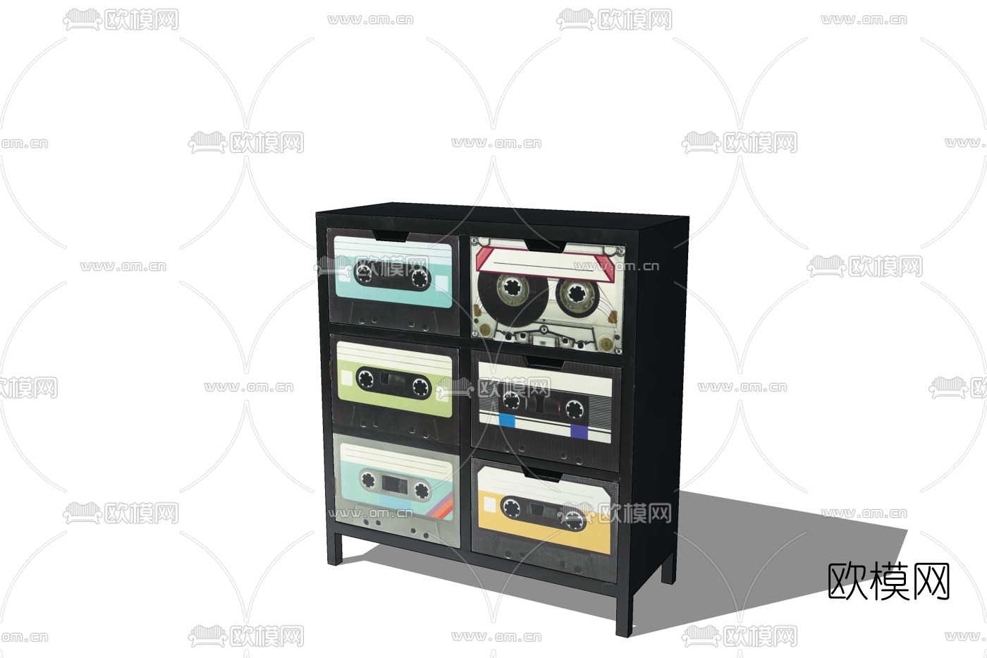 工业风实木边柜免费su模型下载