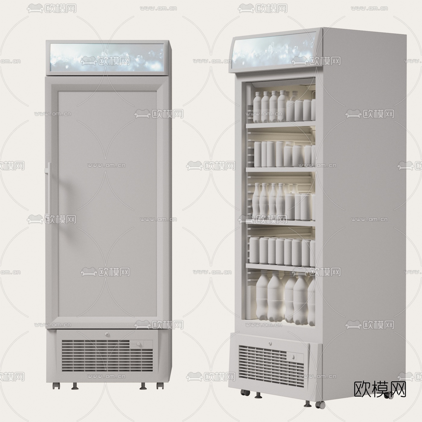 现代商场饮料冰柜3d模型下载（渲染图2）