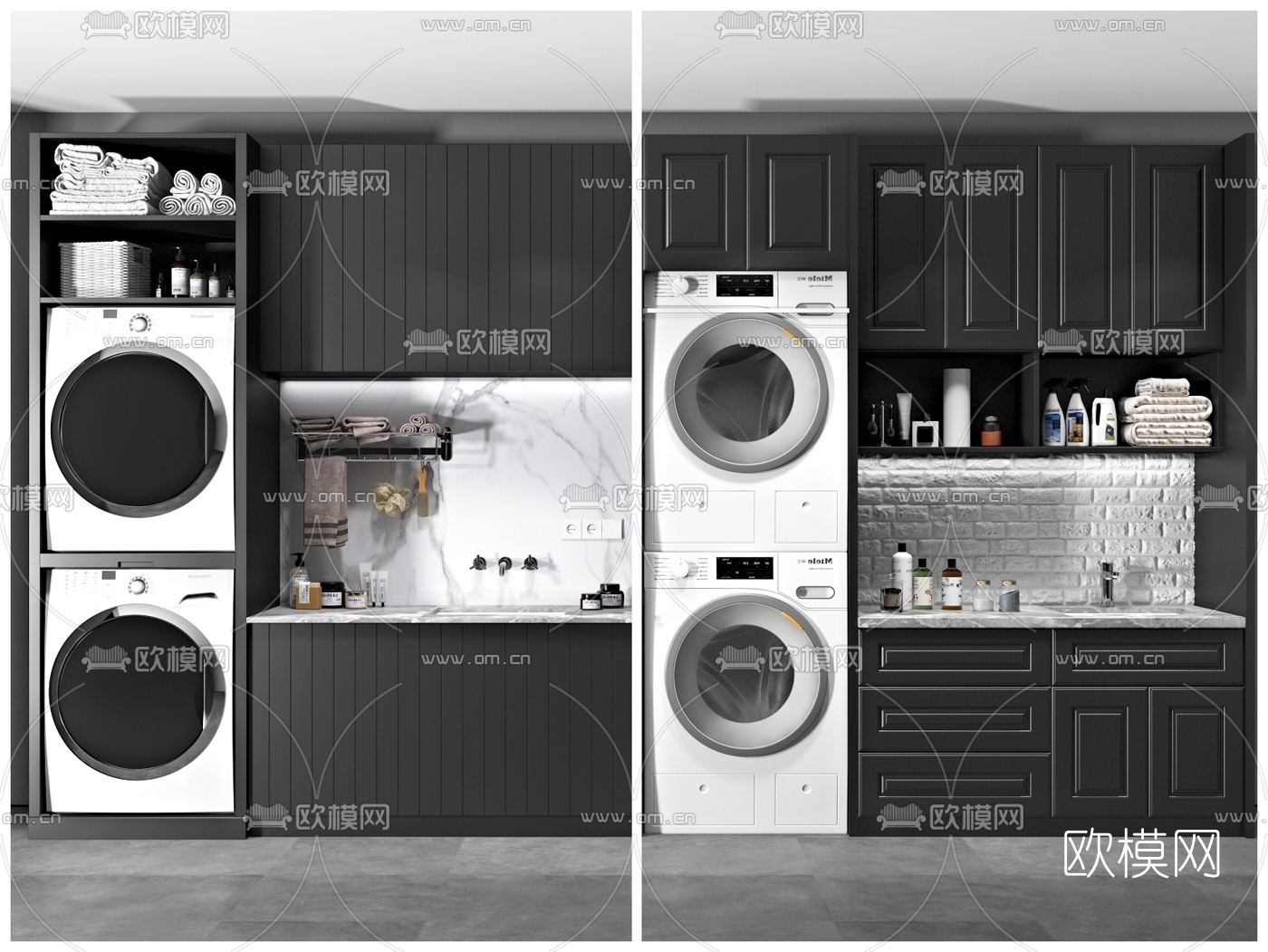 现代洗衣机浴室柜3d模型