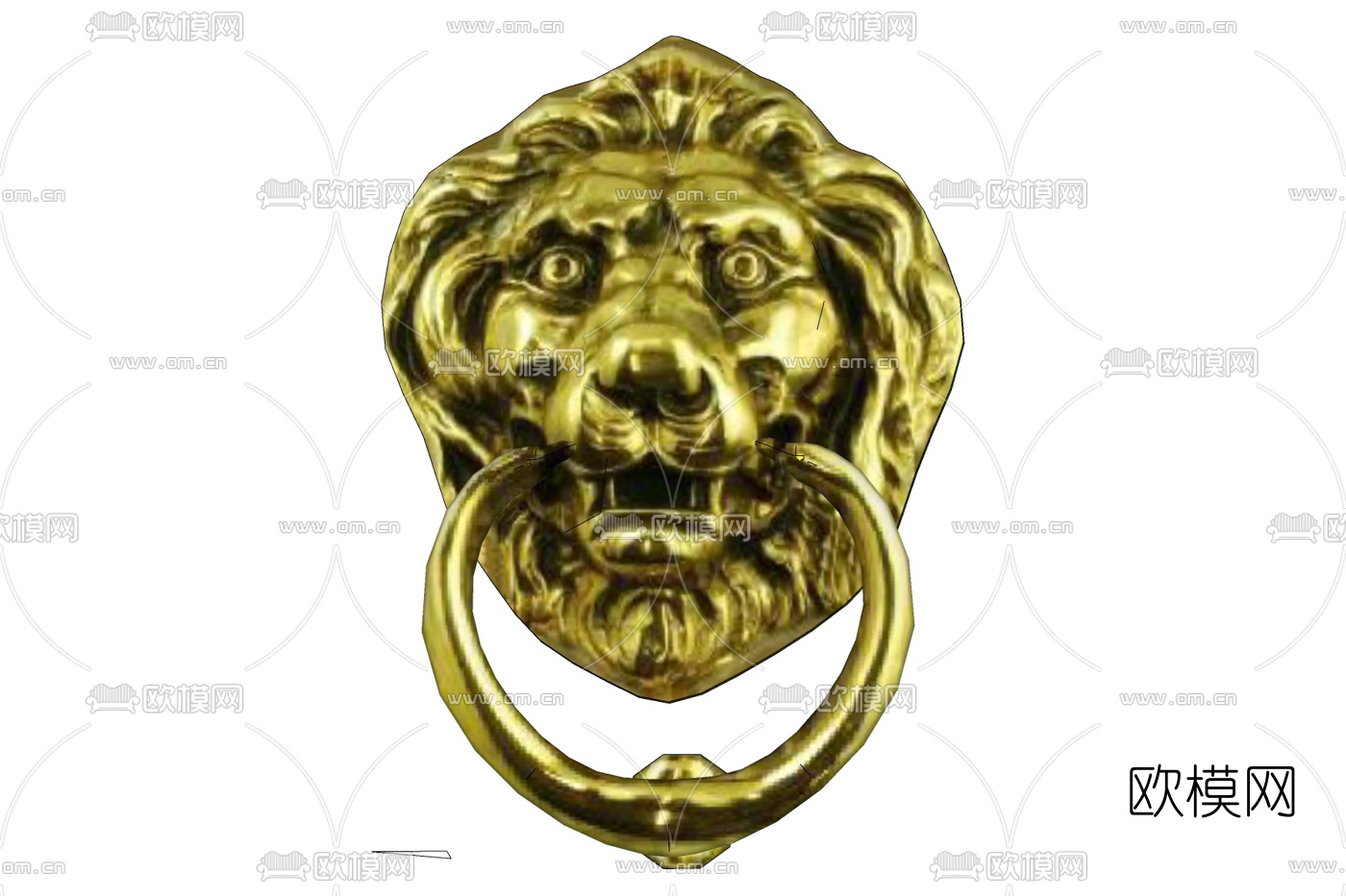 中式青铜狮子头门拉手免费su模型下载