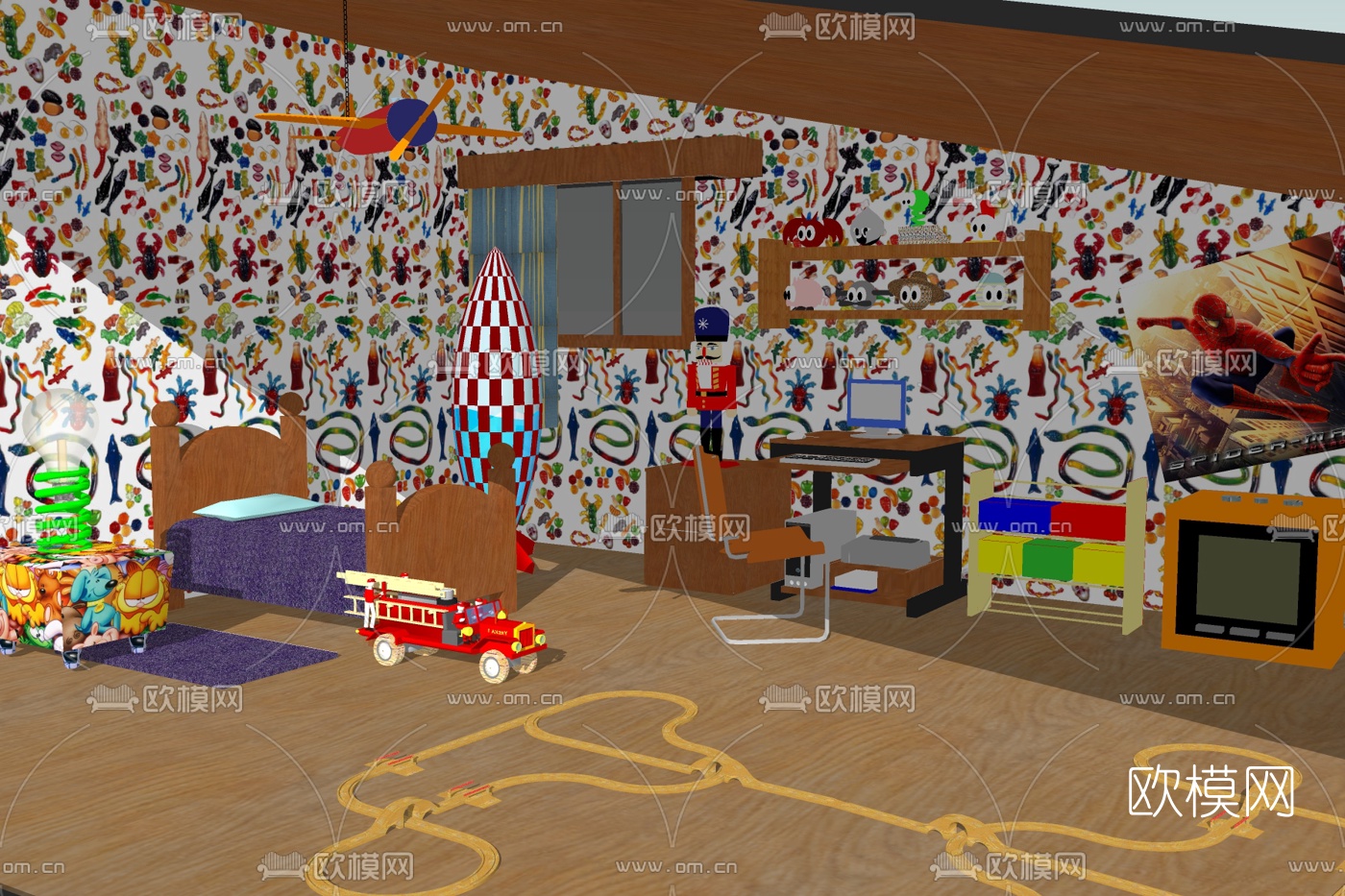 北欧儿童房免费su模型下载