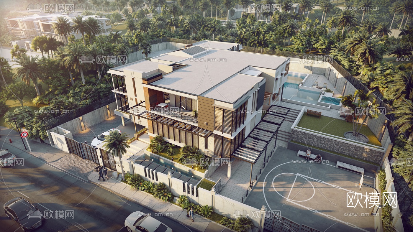 现代独栋别墅su模型下载