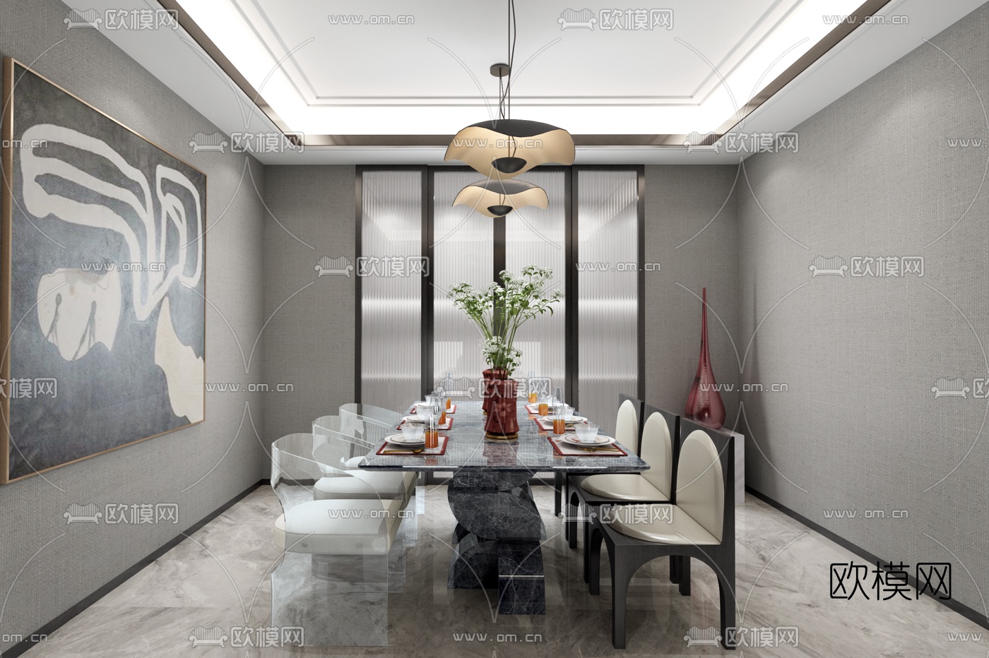 HWCD设计 现代餐厅3d模型