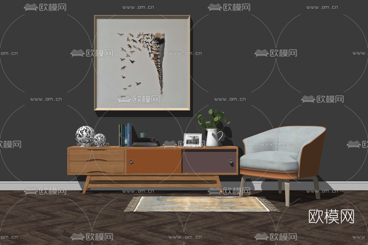 北欧电视柜免费su模型下载