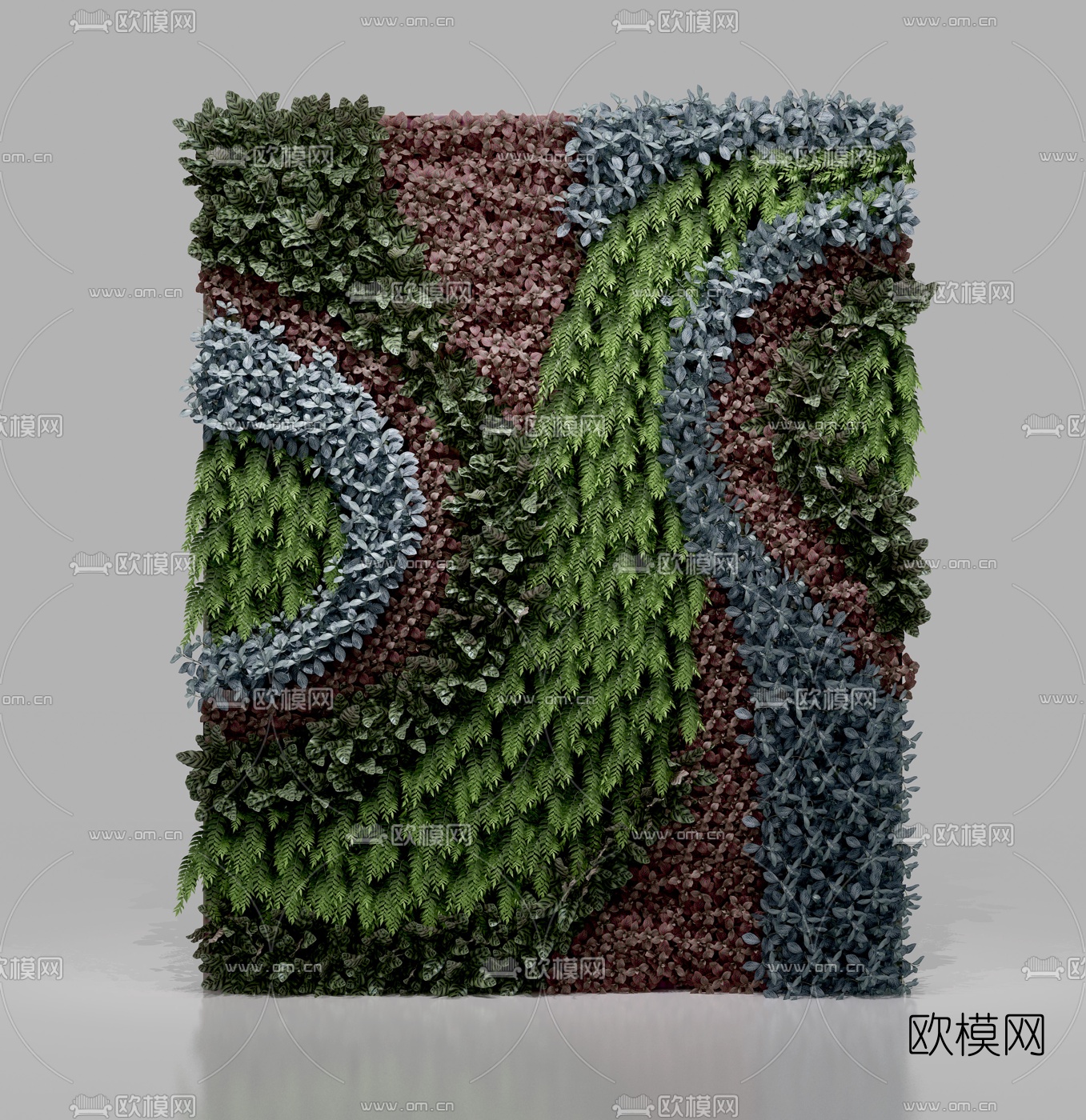 现代绿植背景墙3d模型