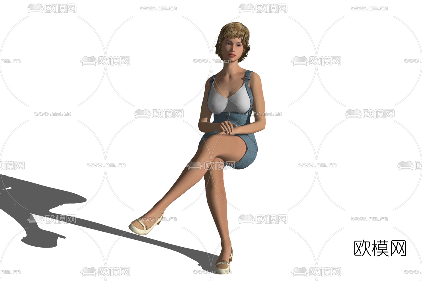 现代坐姿女人免费su模型下载