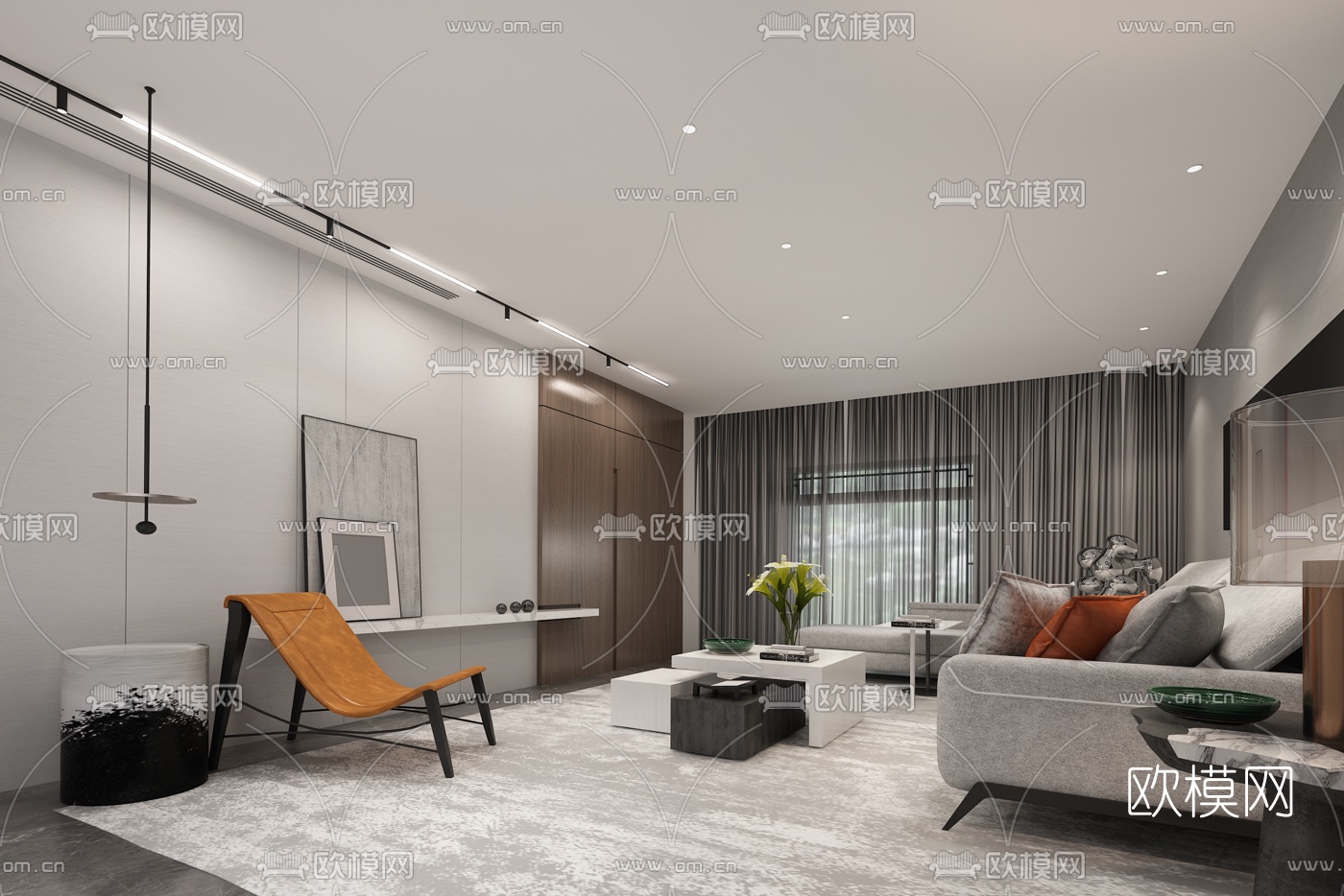 集艾设计 现代客厅3d模型